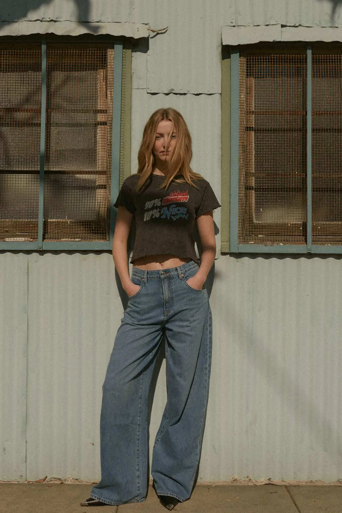 90% Naughty 10% Nice Cropped Graphic Baby Tee - Image 4