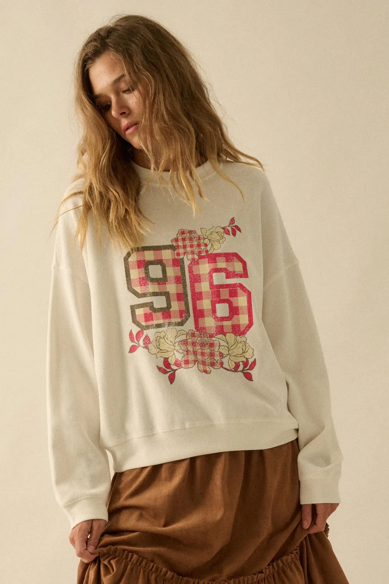96 Vintage-Print Oversize Thermal Graphic Top - Image 4