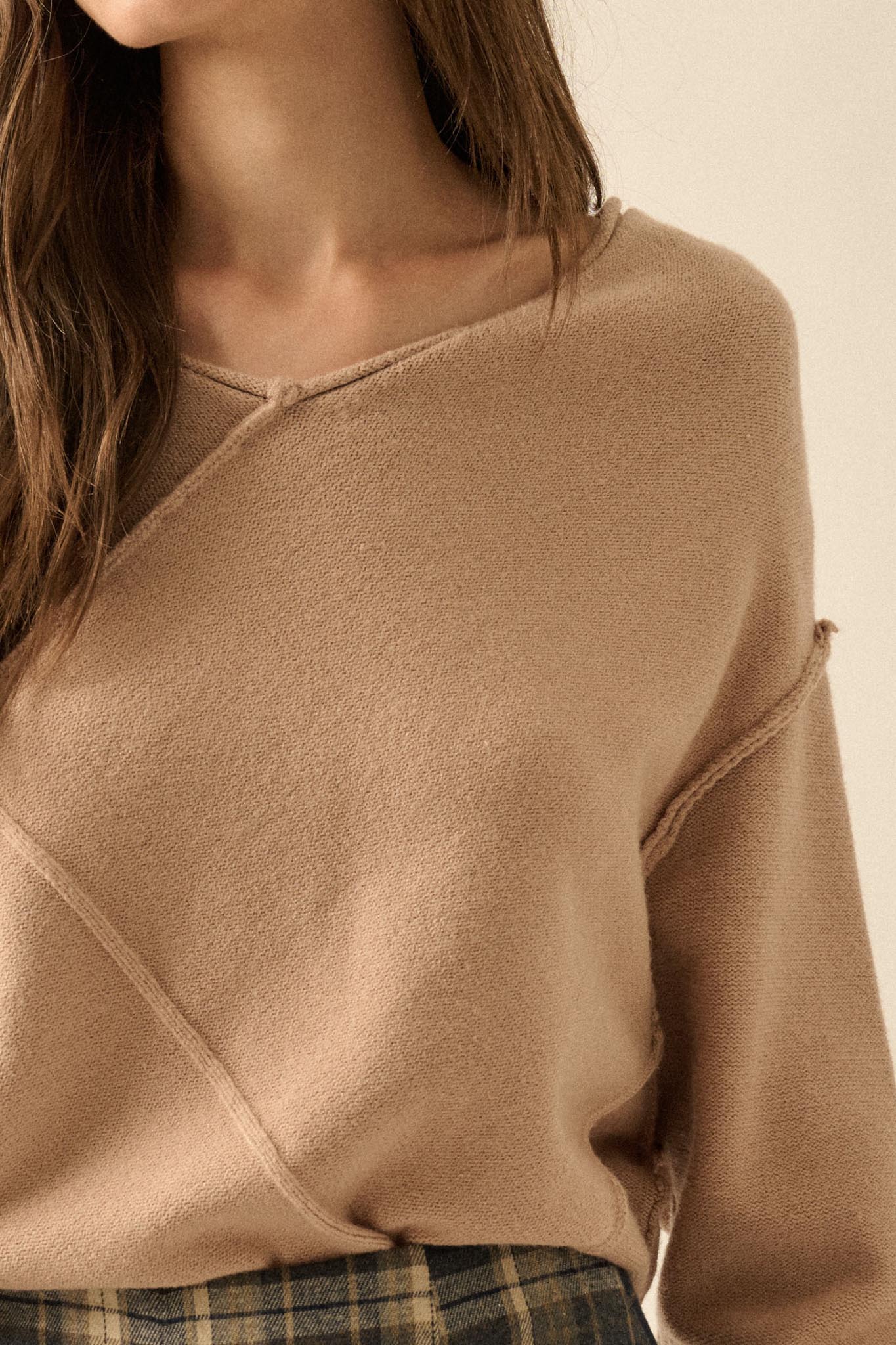 A Cute Angle Asymmetrical Exposed-Seam Sweater - Image 11