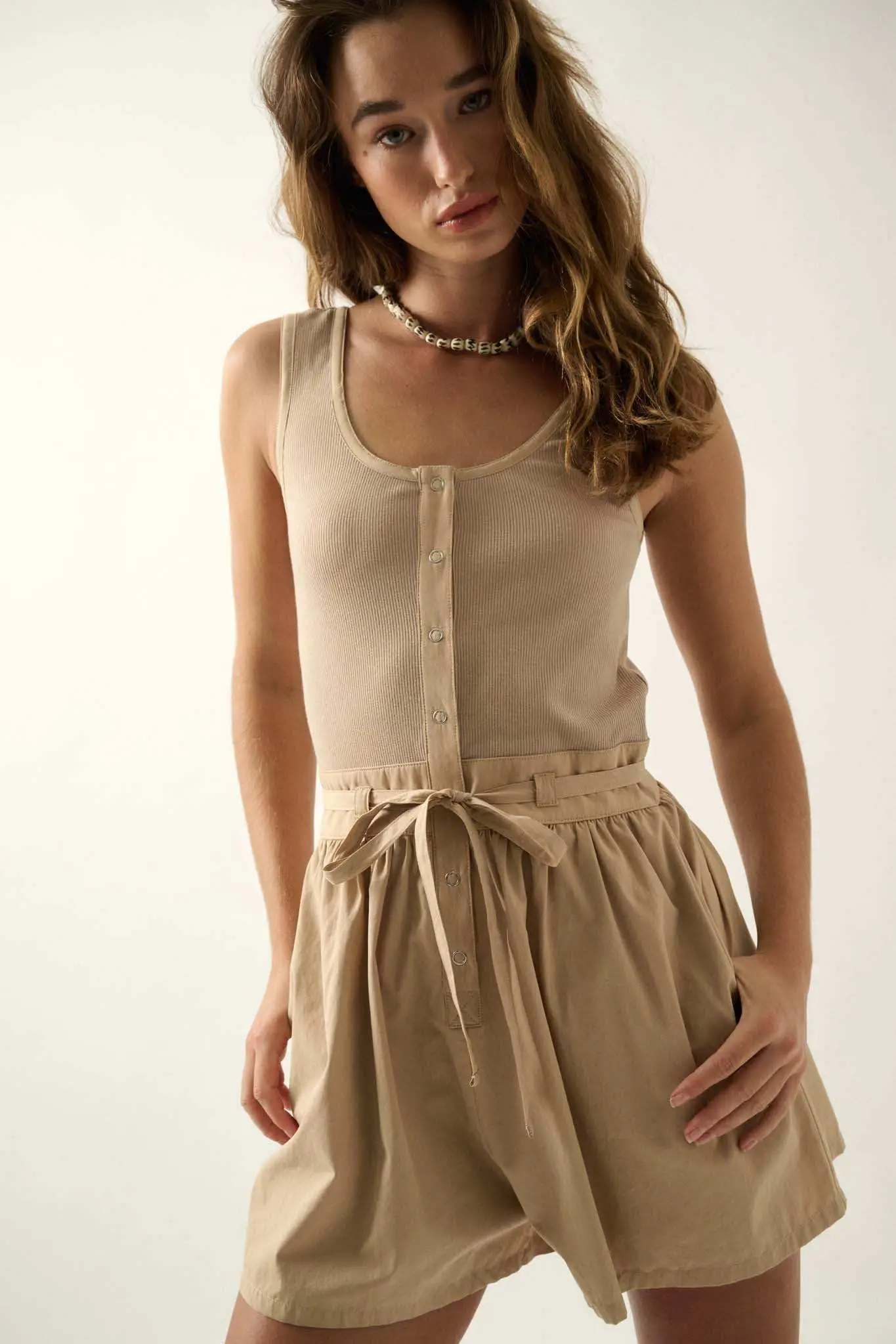 About Time Snap-Front Belted Tank Romper - Image 12