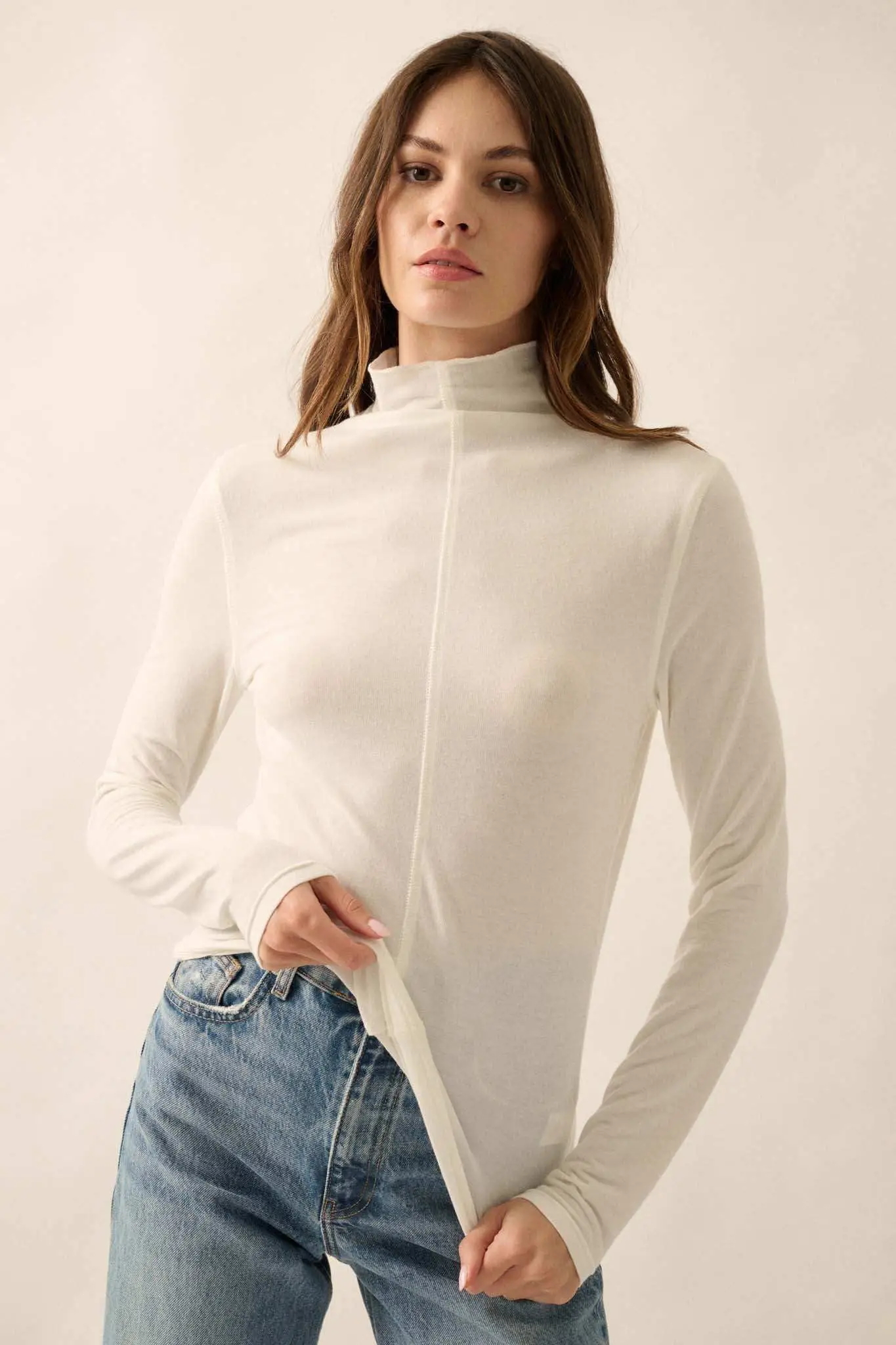 Above and Beyond Mock-Neck Baby Rib Top - Image 14