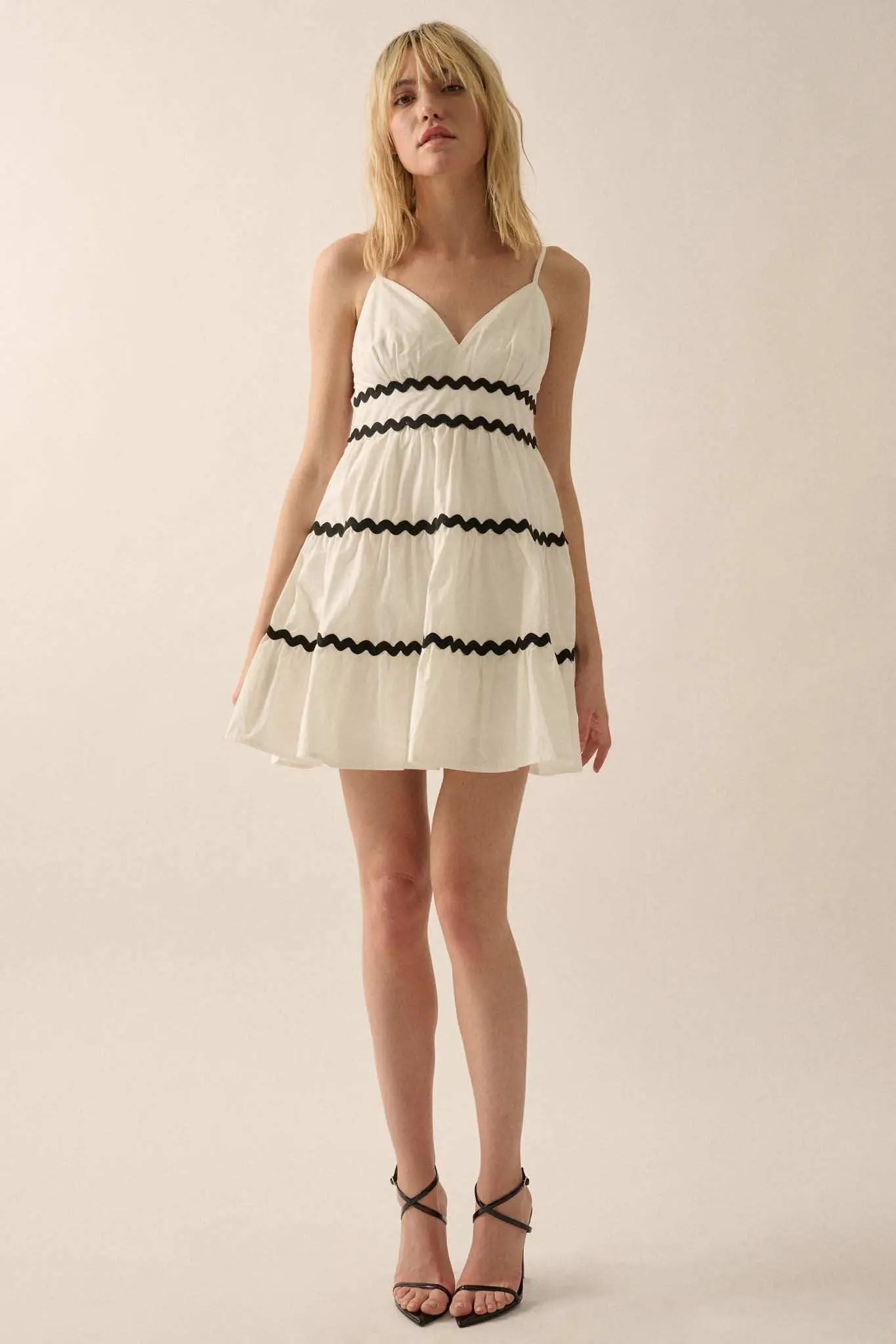 Absolute Bliss Rickrack-Trim Tiered Mini Sundress - Image 3