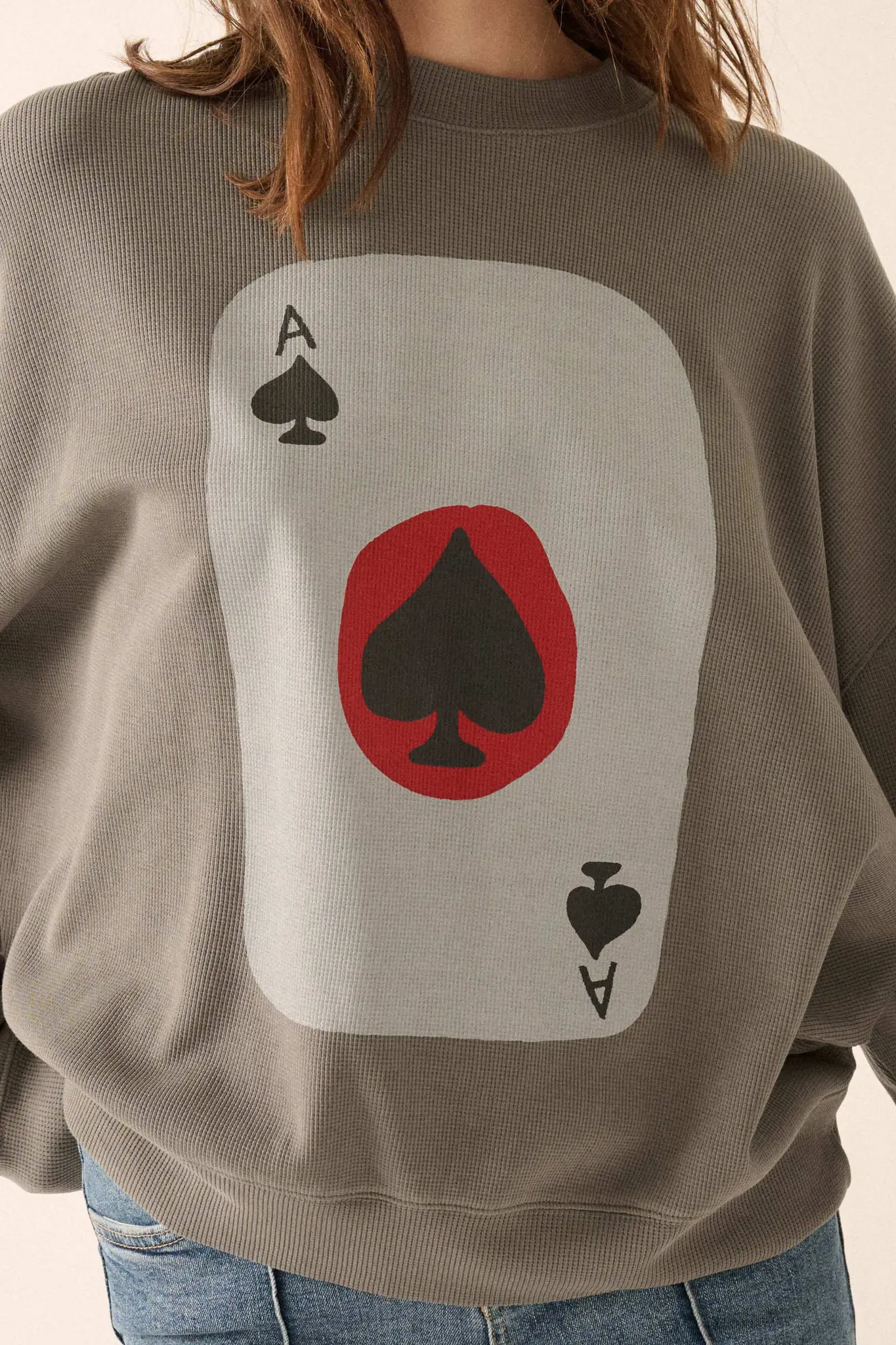 Ace of Spades Oversize Thermal Graphic Top - Image 2