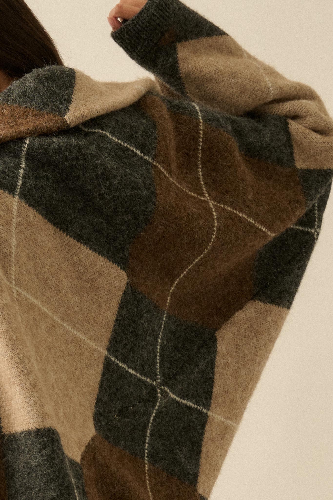 Across the Board Argyle Knit Shrug Cardigan - Image 11