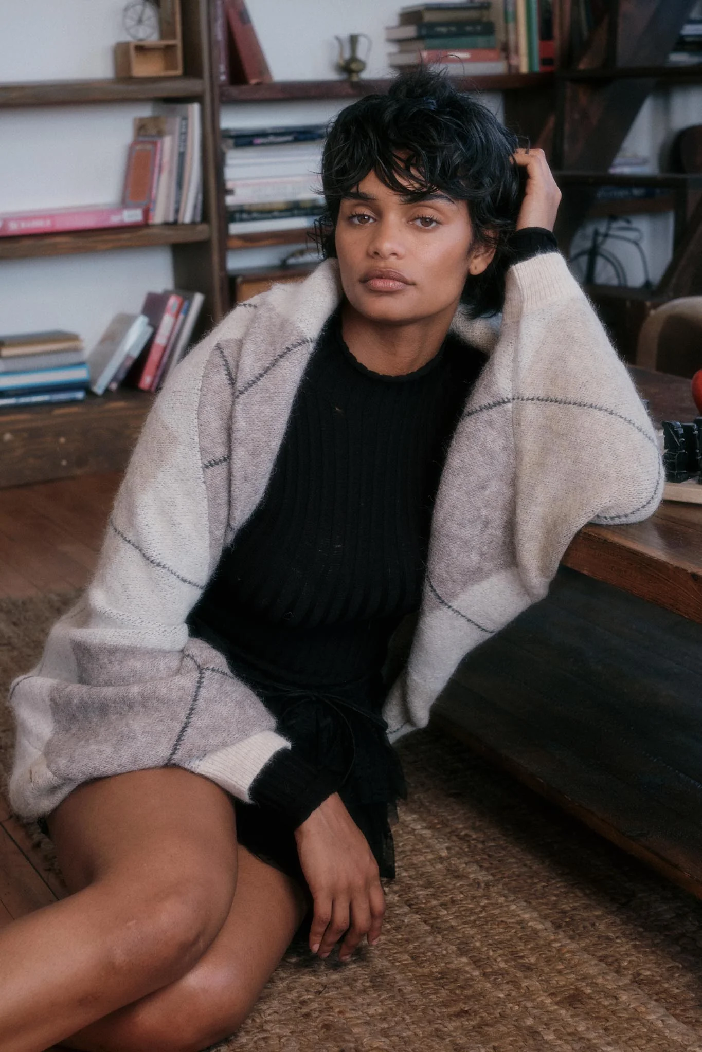 Across the Board Argyle Knit Shrug Cardigan - Image 2