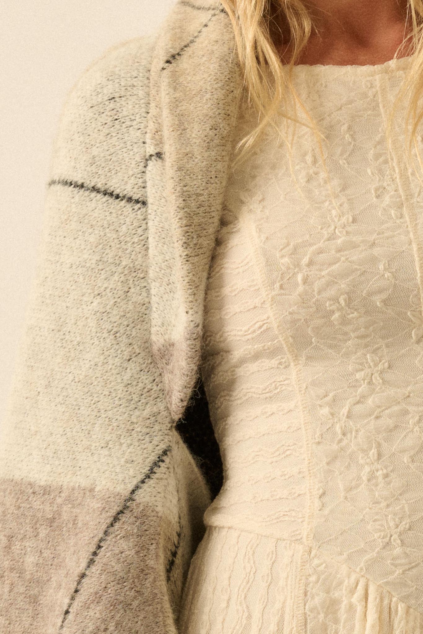 Across the Board Argyle Knit Shrug Cardigan - Image 5