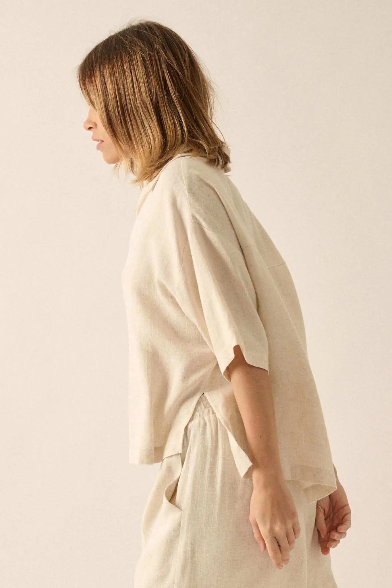 Act Natural Linen-Blend Oversize Short-Sleeve Shirt - Image 13