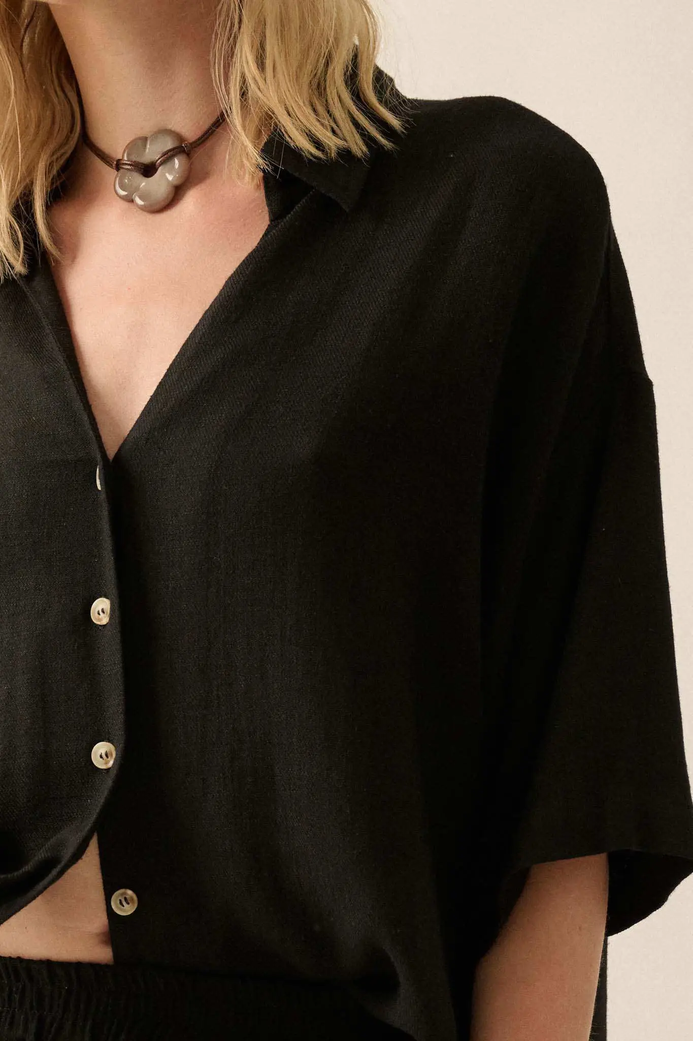 Act Natural Linen-Blend Oversize Short-Sleeve Shirt - Image 4