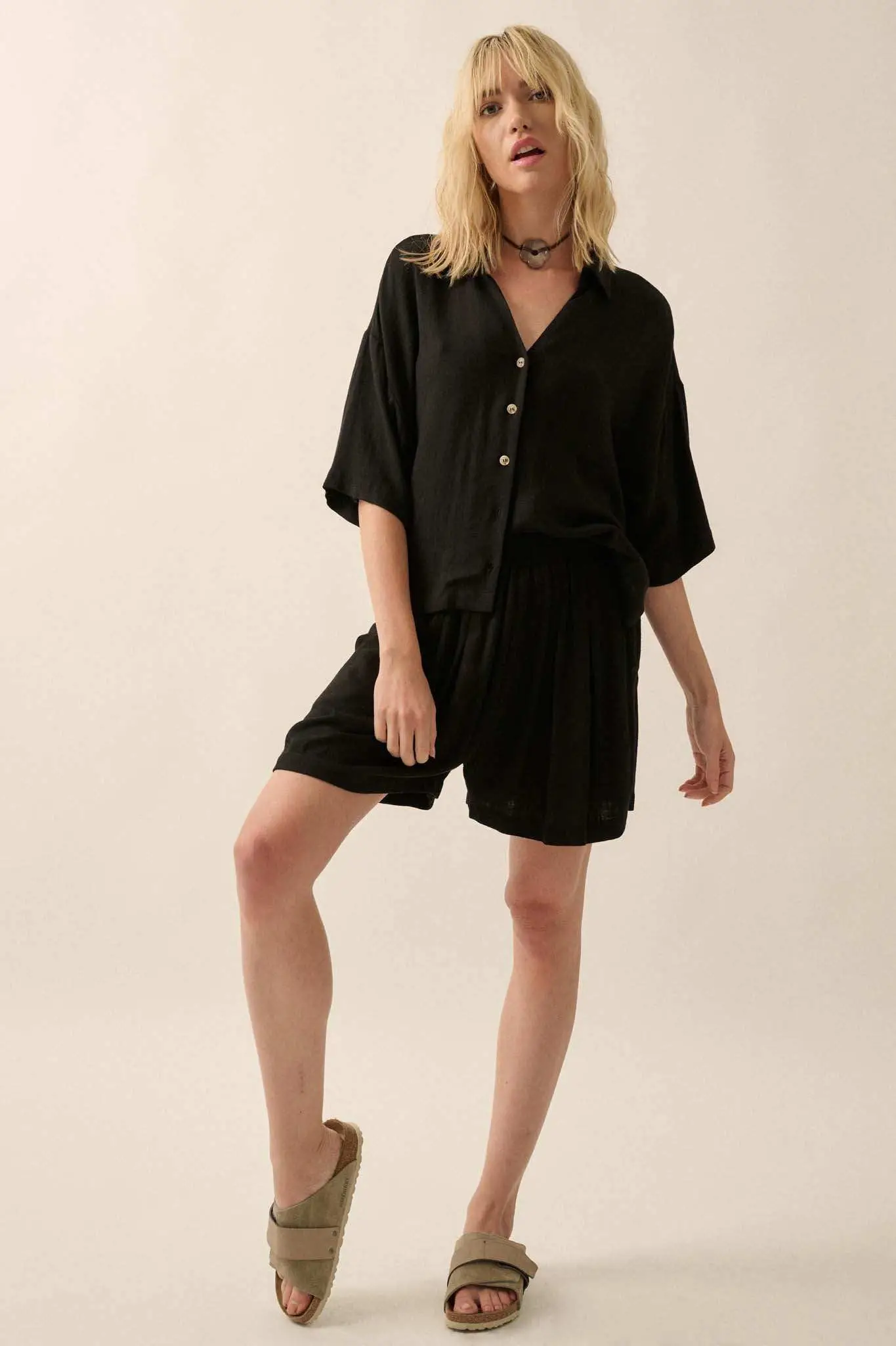 Act Natural Linen-Blend Oversize Short-Sleeve Shirt - Image 6