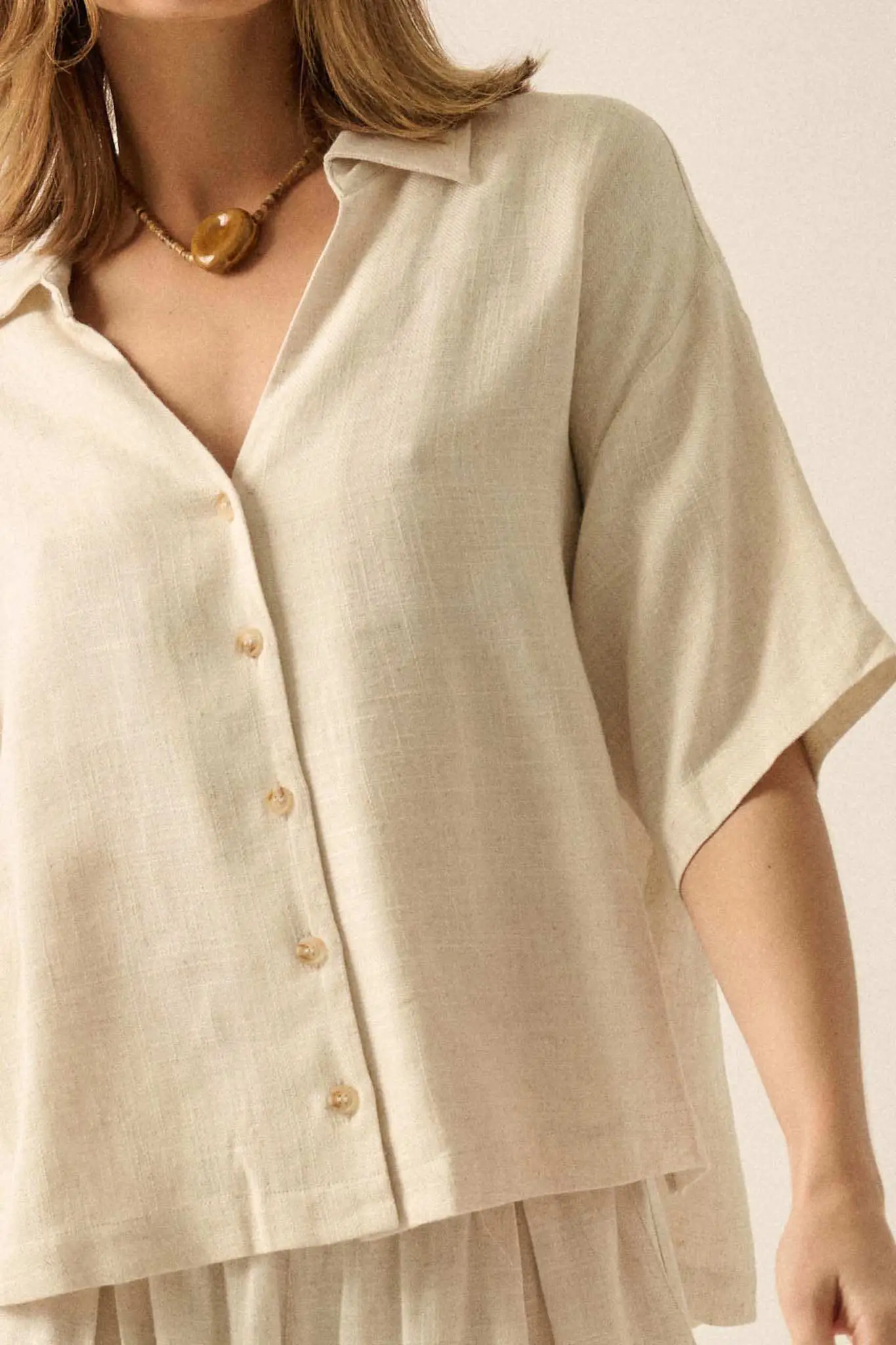 Act Natural Linen-Blend Oversize Short-Sleeve Shirt - Image 9