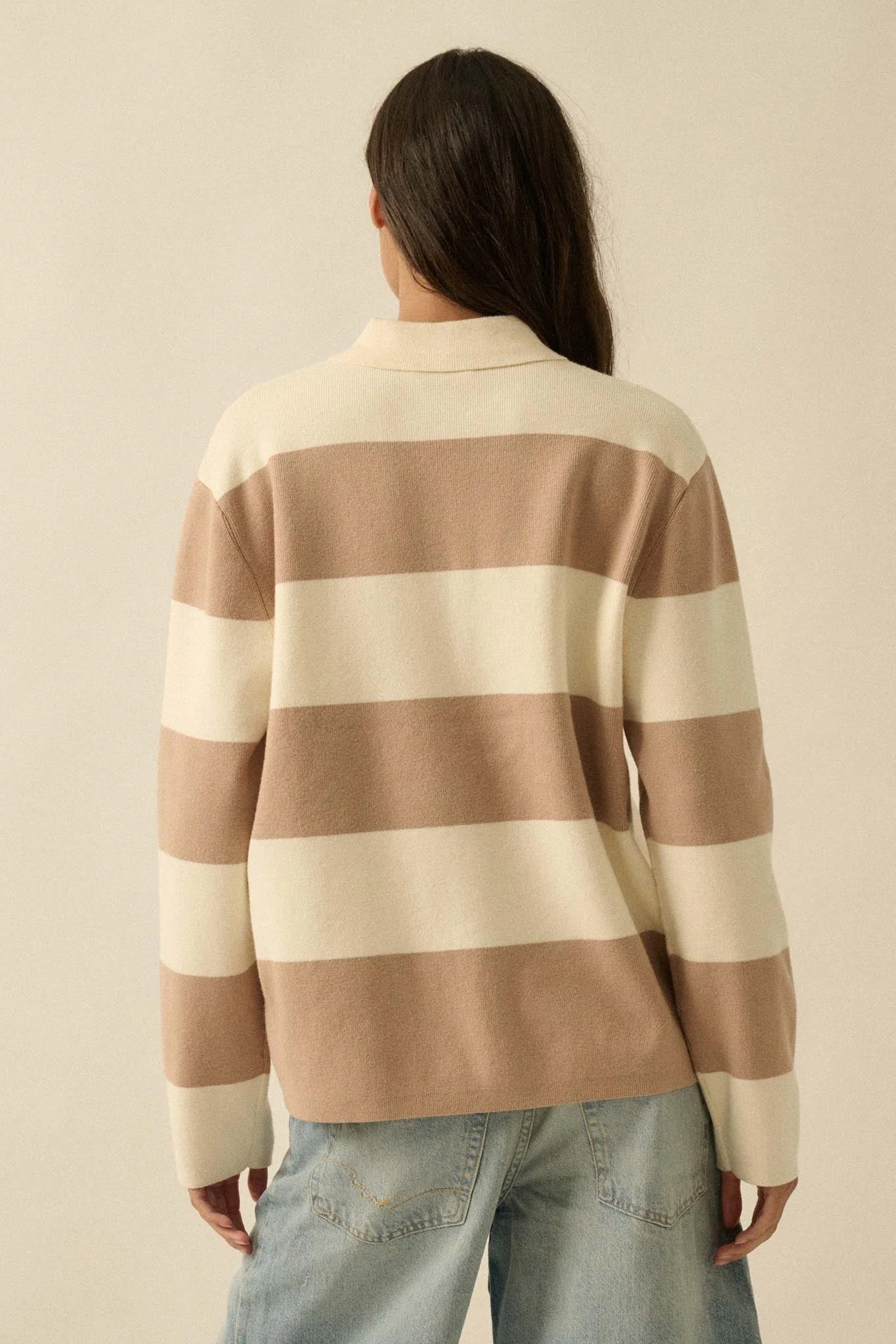 Advantage Line Striped Knit Collared Rugby Sweater - Image 12