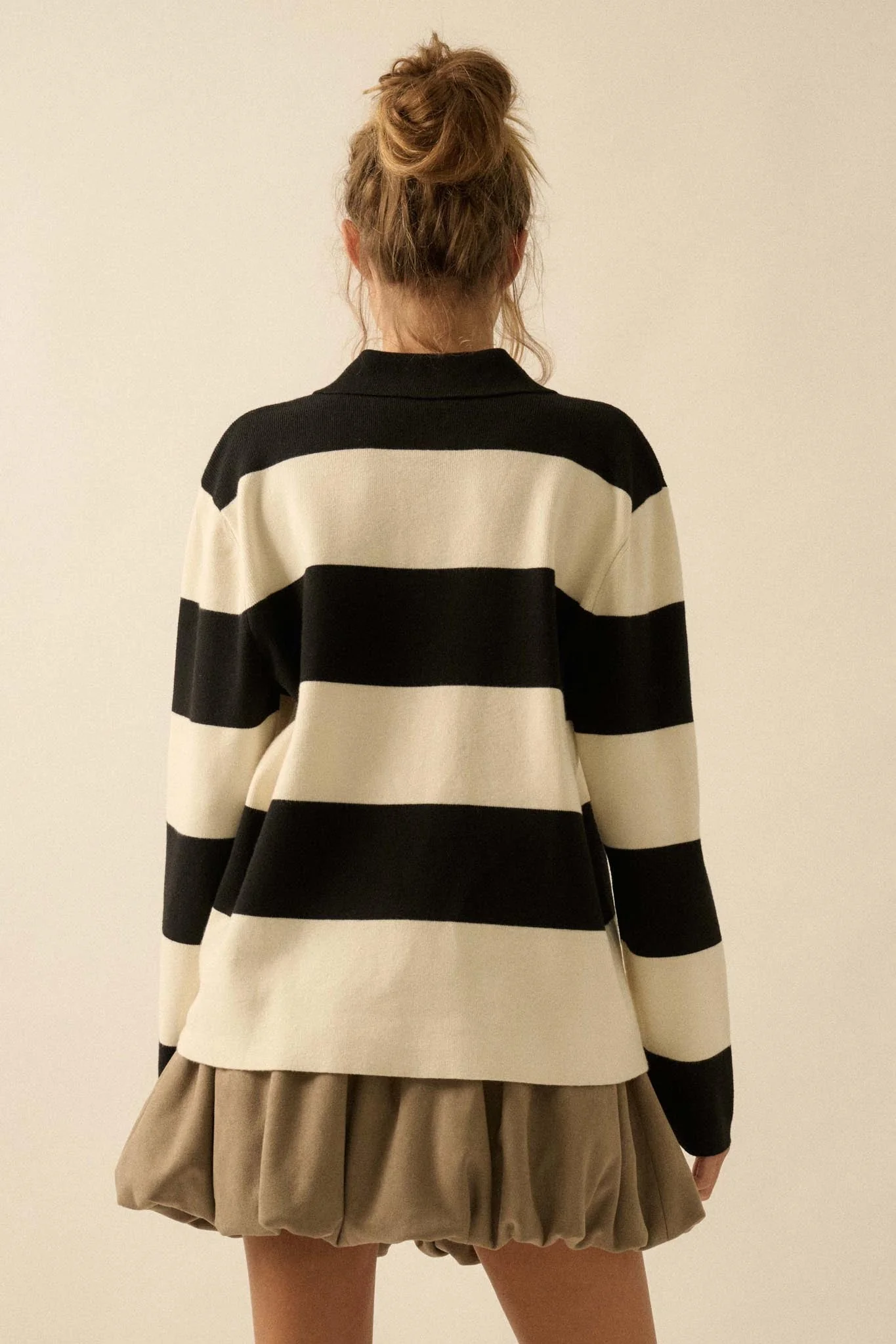 Advantage Line Striped Knit Collared Rugby Sweater - Image 2
