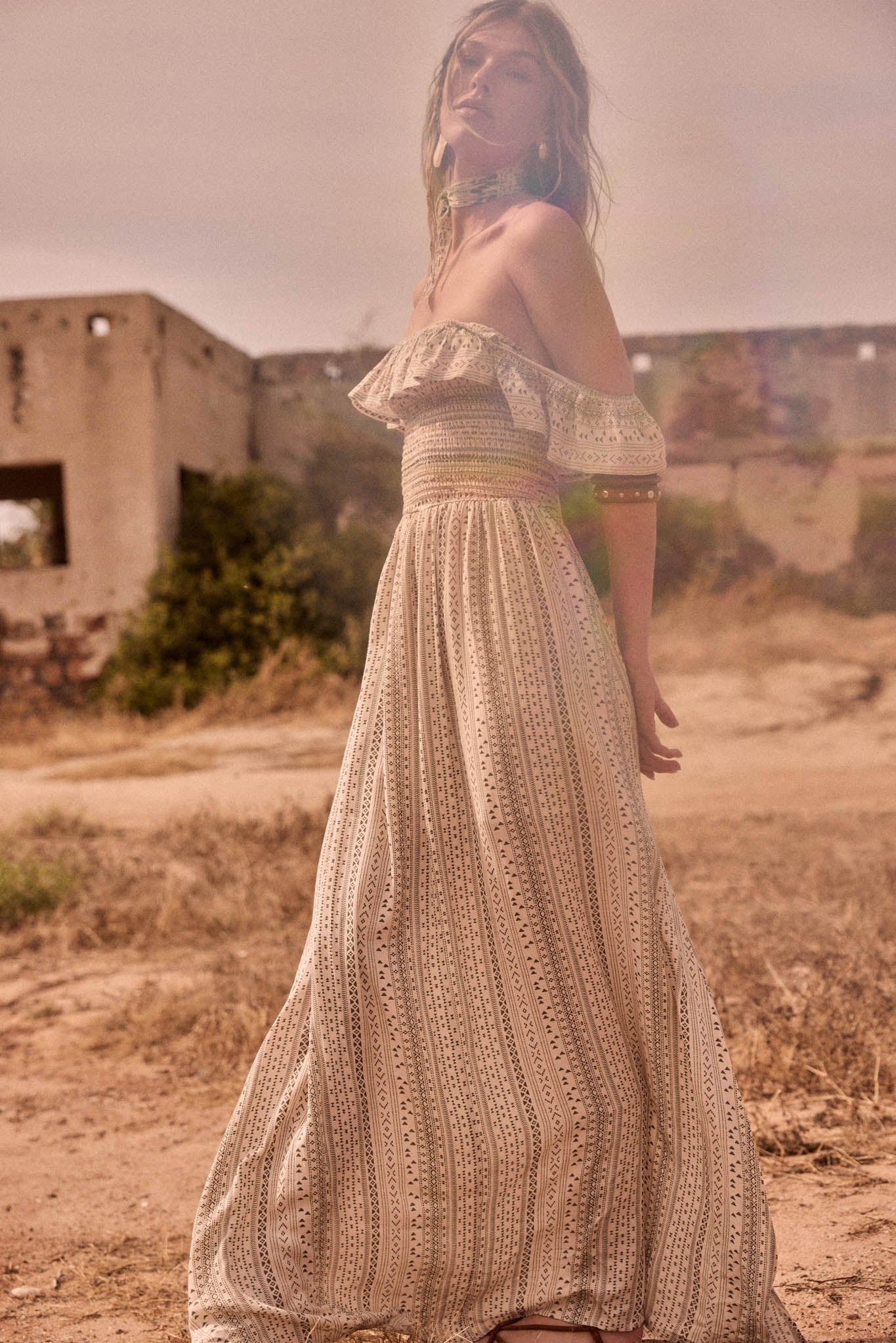 Adventure Begins Geo-Print Off-Shoulder Maxi Dress - Image 3