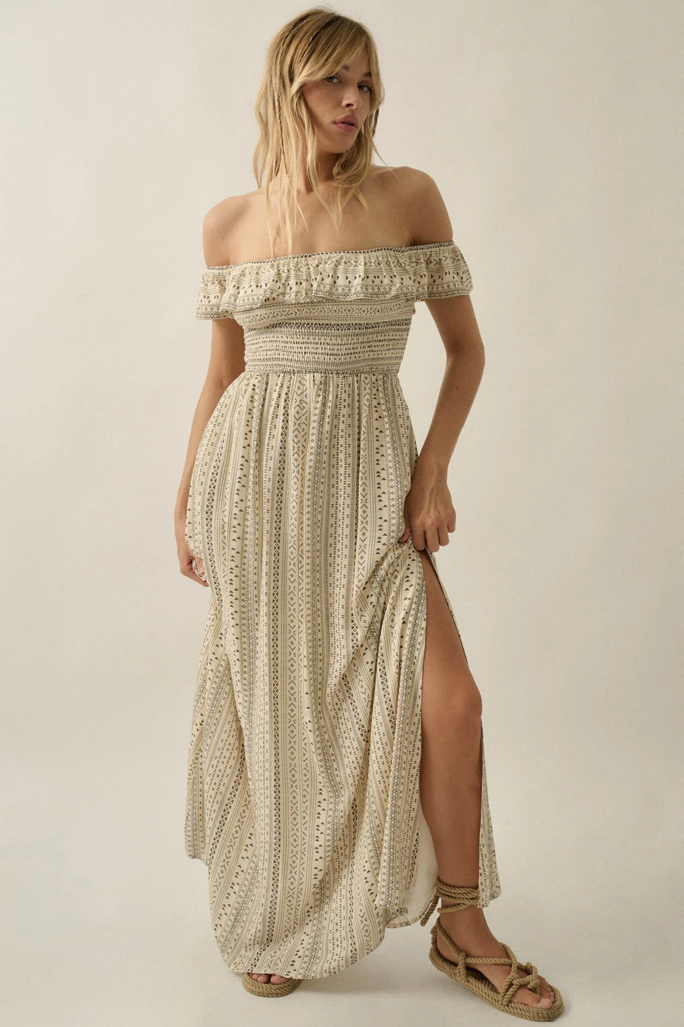 Adventure Begins Geo-Print Off-Shoulder Maxi Dress - Image 4