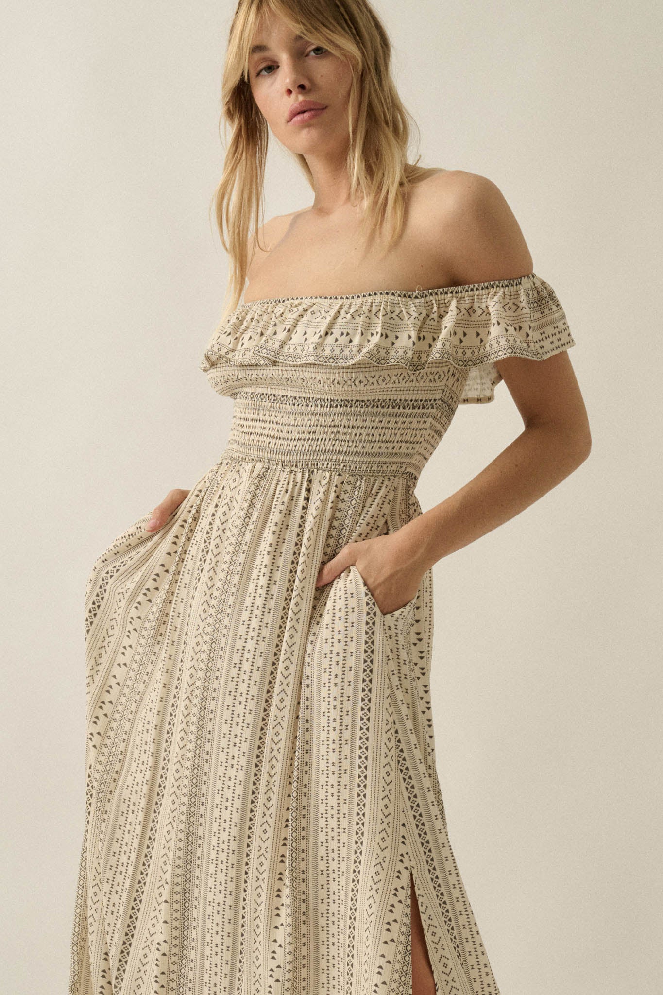 Adventure Begins Geo-Print Off-Shoulder Maxi Dress - Image 7
