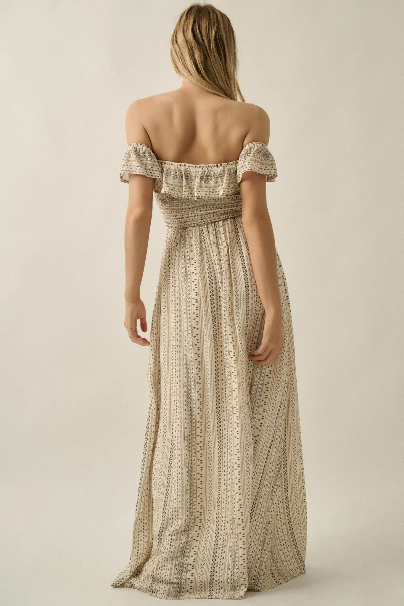 Adventure Begins Geo-Print Off-Shoulder Maxi Dress - Image 9