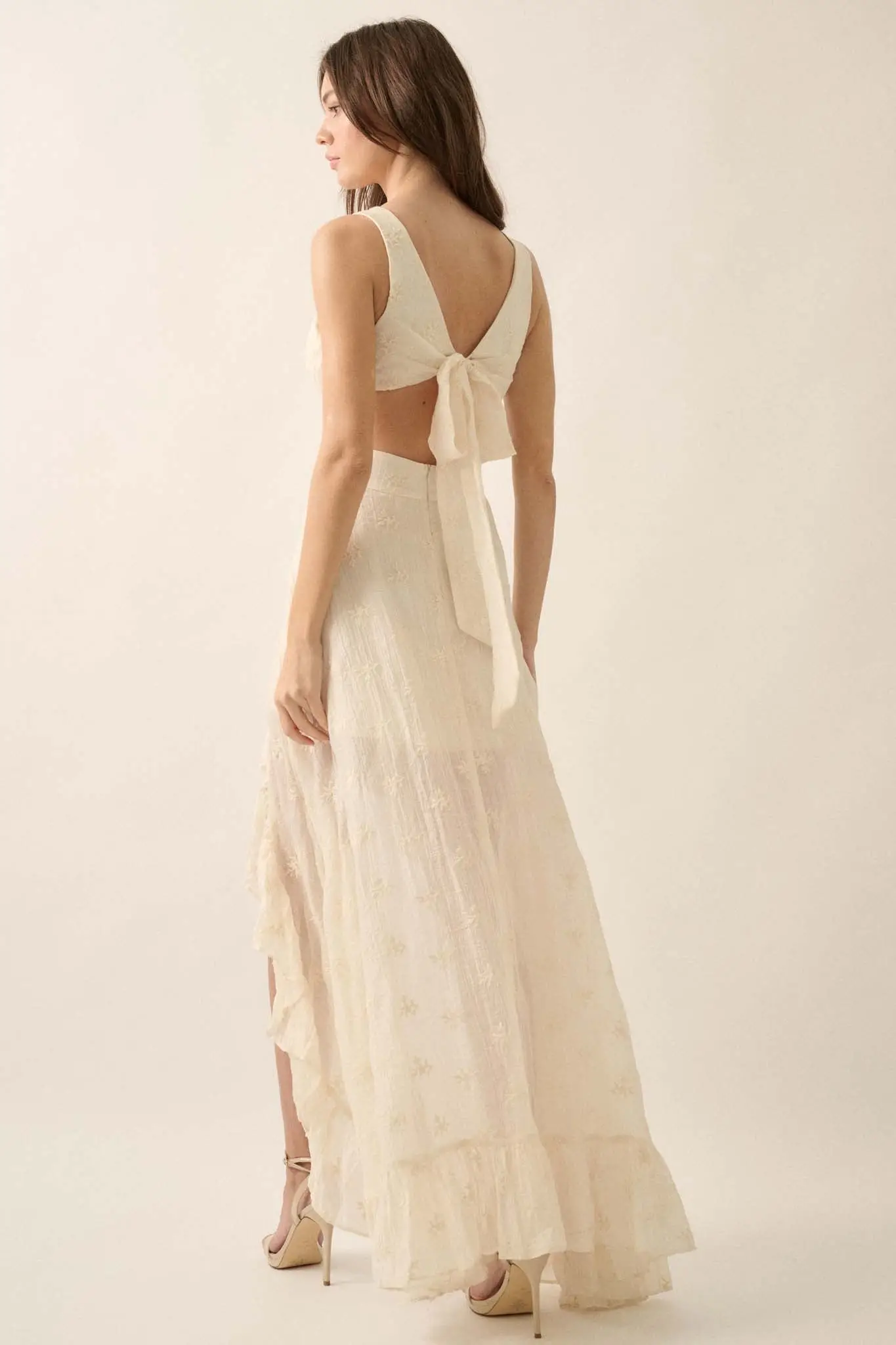 After All Embroidered Tie-Back High-Low Maxi Dress - Image 12
