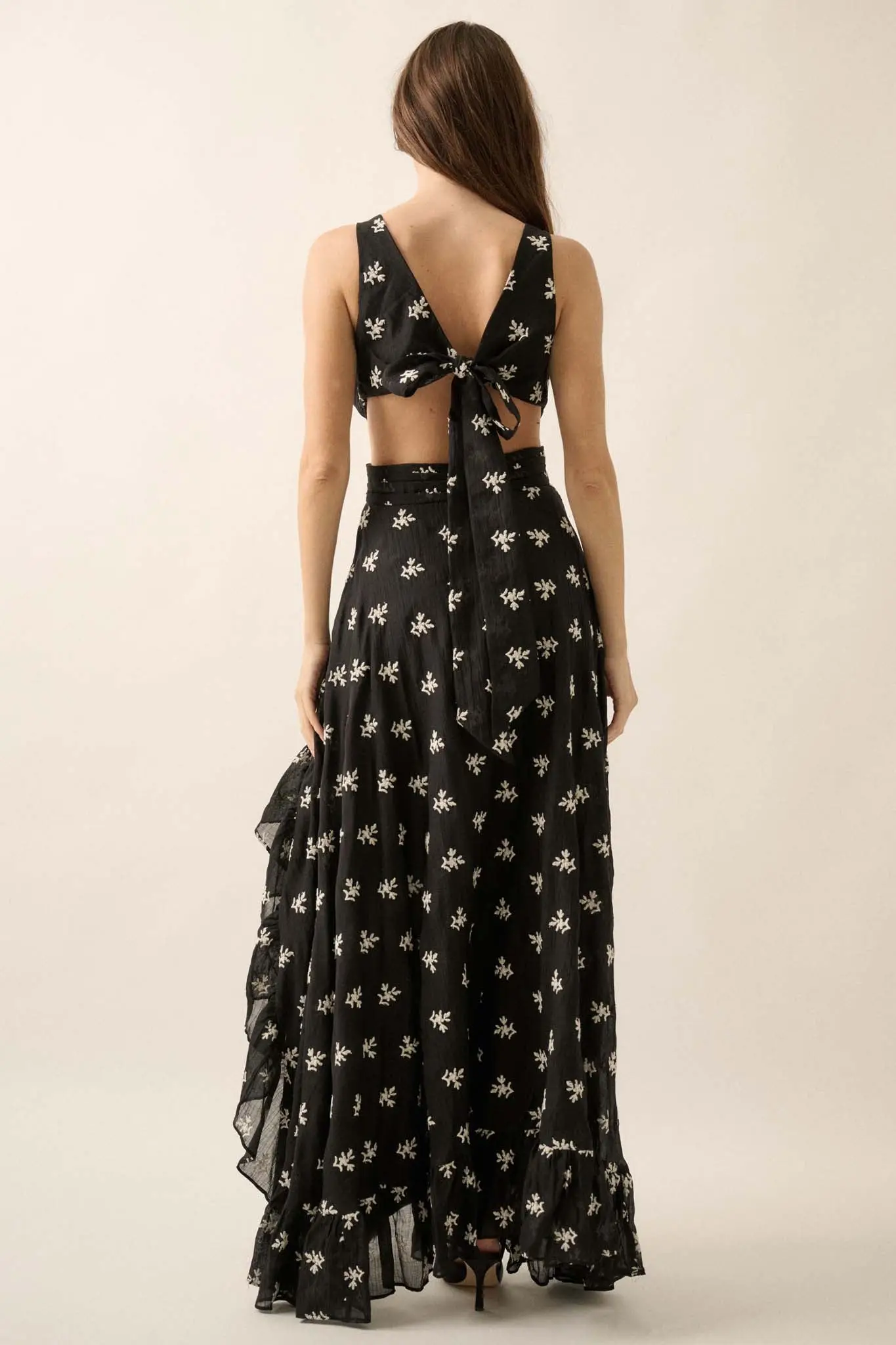 After All Embroidered Tie-Back High-Low Maxi Dress - Image 2