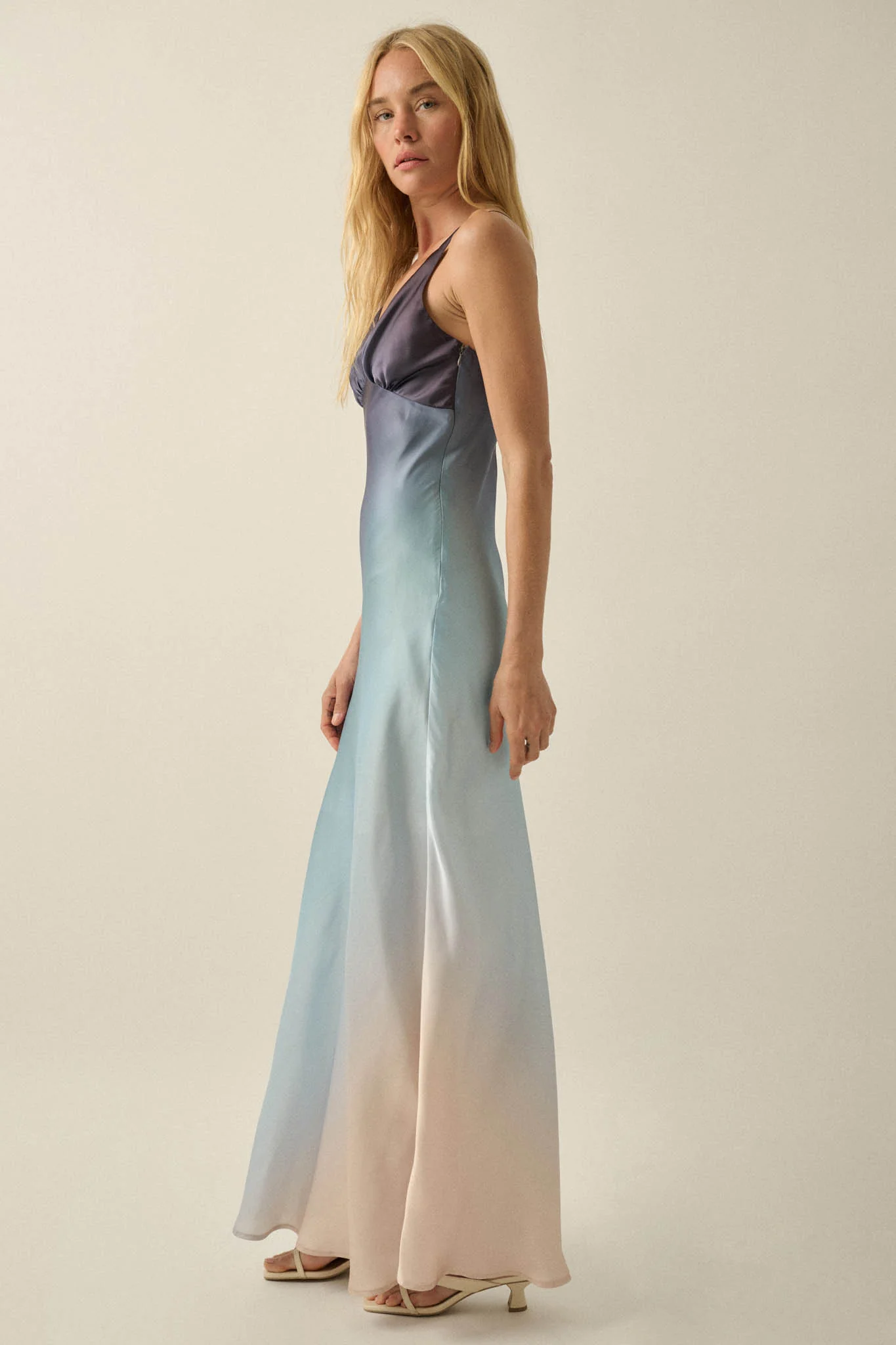 Afterglow Ombre Satin Bias-Cut Maxi Slip Dress - Image 14