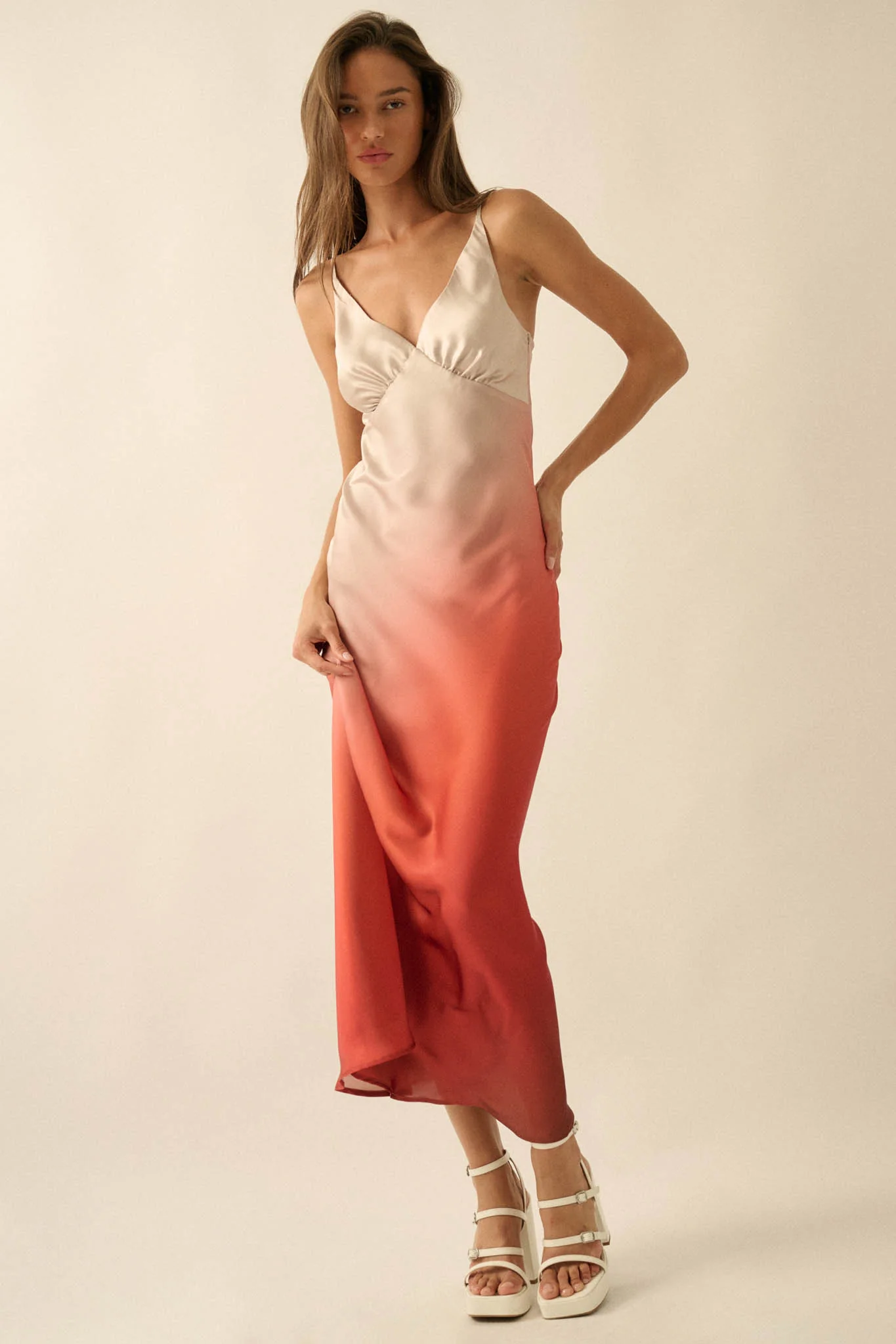 Afterglow Ombre Satin Bias-Cut Maxi Slip Dress - Image 18