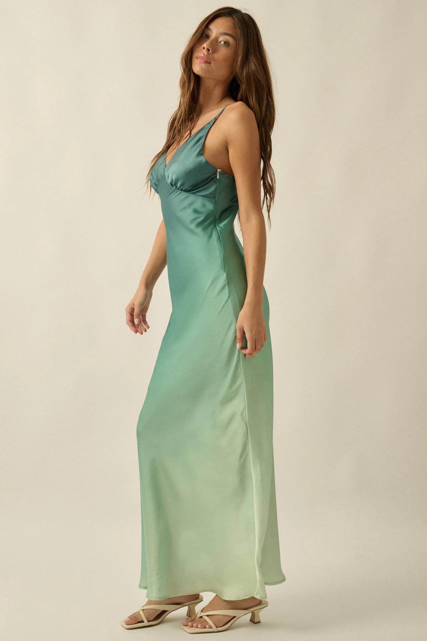Afterglow Ombre Satin Bias-Cut Maxi Slip Dress - Image 8