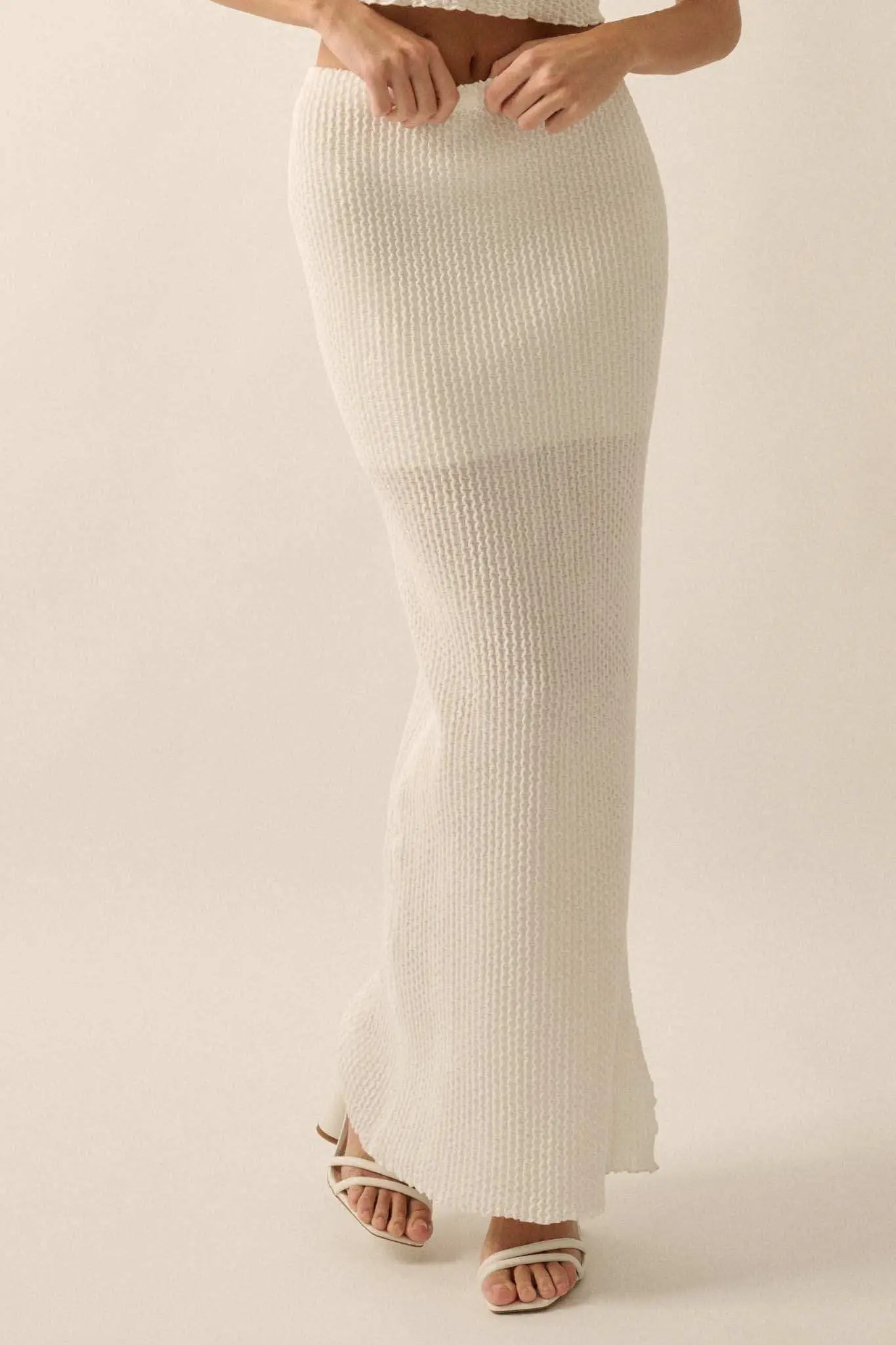 Air Kiss Textured Pucker-Knit Maxi Skirt - Image 5