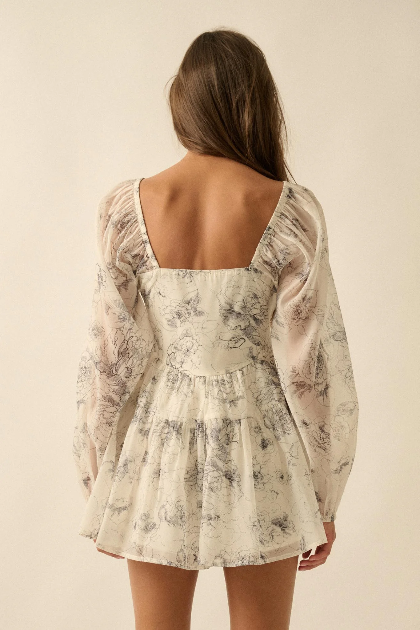 Airy Blossoms Floral Organza Tiered Ruffle Romper - Image 9