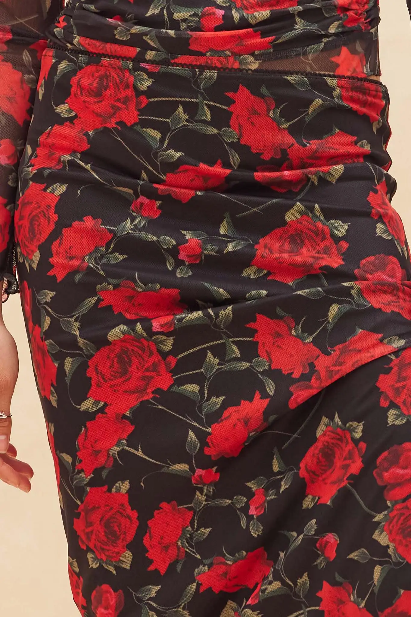 All Abloom Floral Mesh Lettuce-Edge Maxi Skirt - Image 3