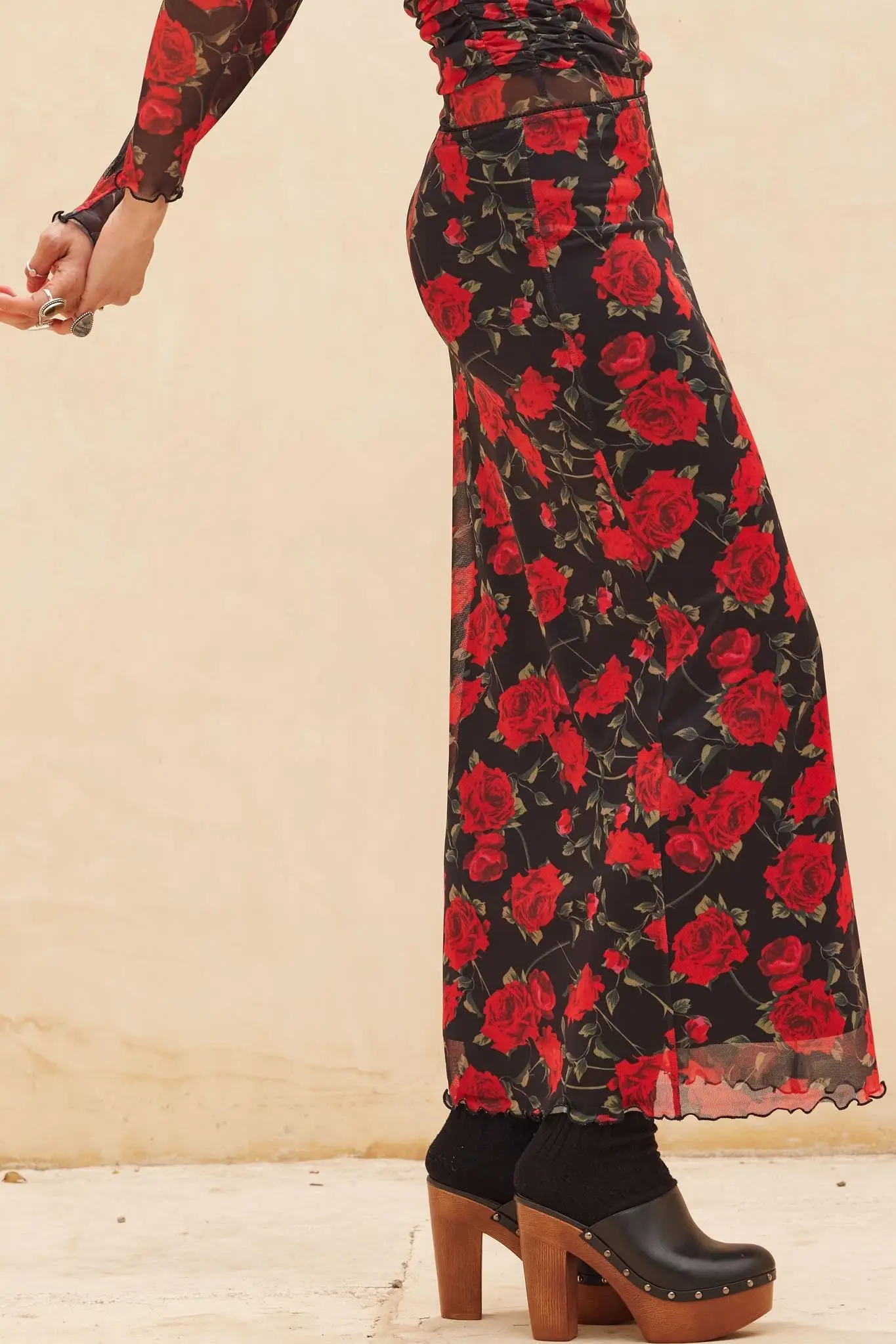All Abloom Floral Mesh Lettuce-Edge Maxi Skirt - Image 5