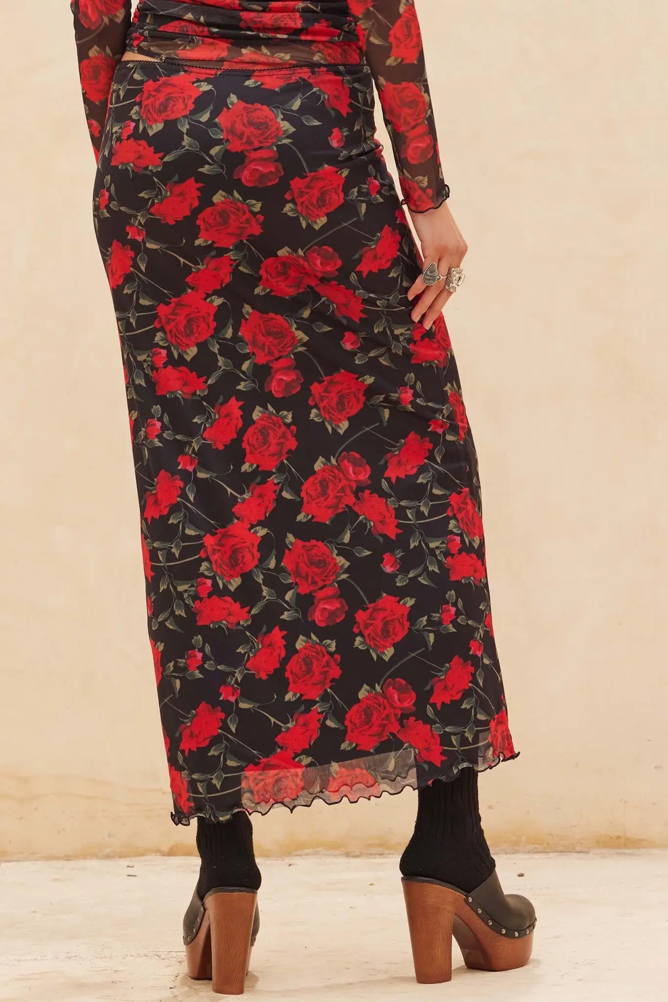 All Abloom Floral Mesh Lettuce-Edge Maxi Skirt - Image 6