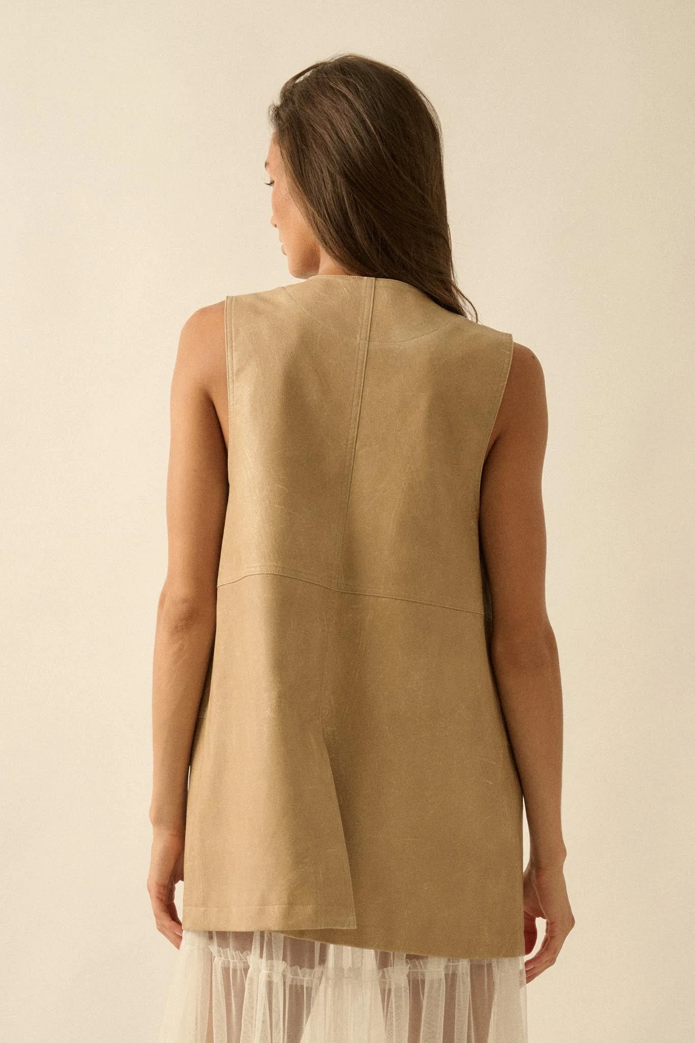 All Day Long Vegan Leather Open-Front Cargo Vest - Image 9