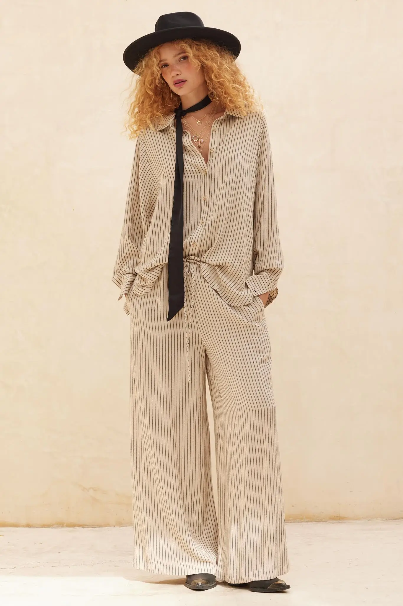 All Lined Up Pinstripe Wide-Leg Drawstring Pants - Image 4