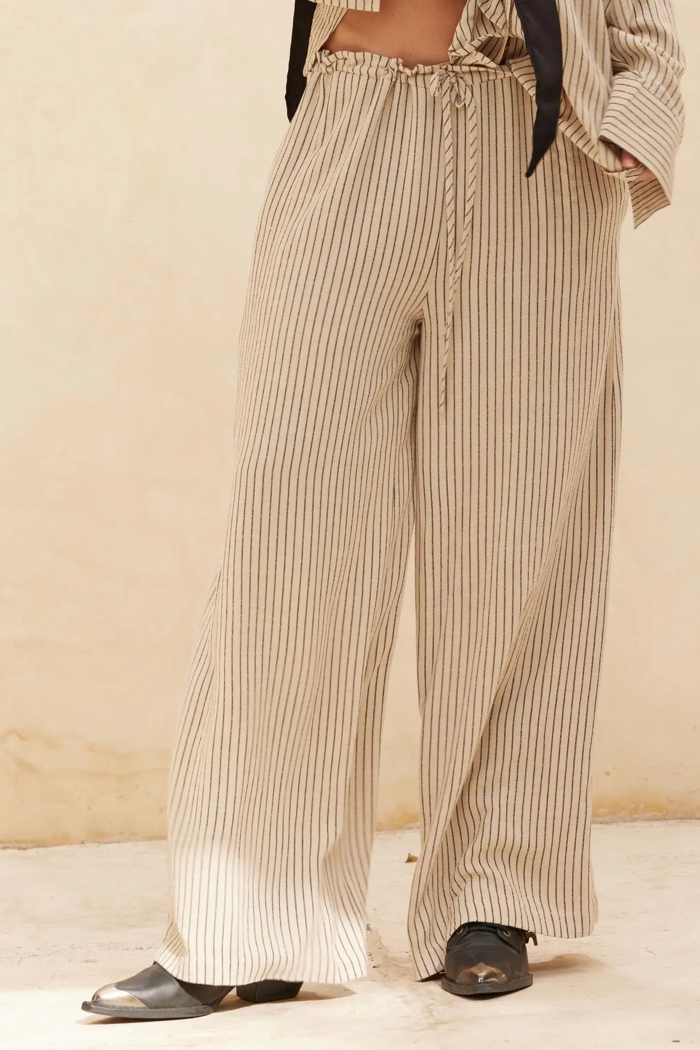 All Lined Up Pinstripe Wide-Leg Drawstring Pants - Image 5