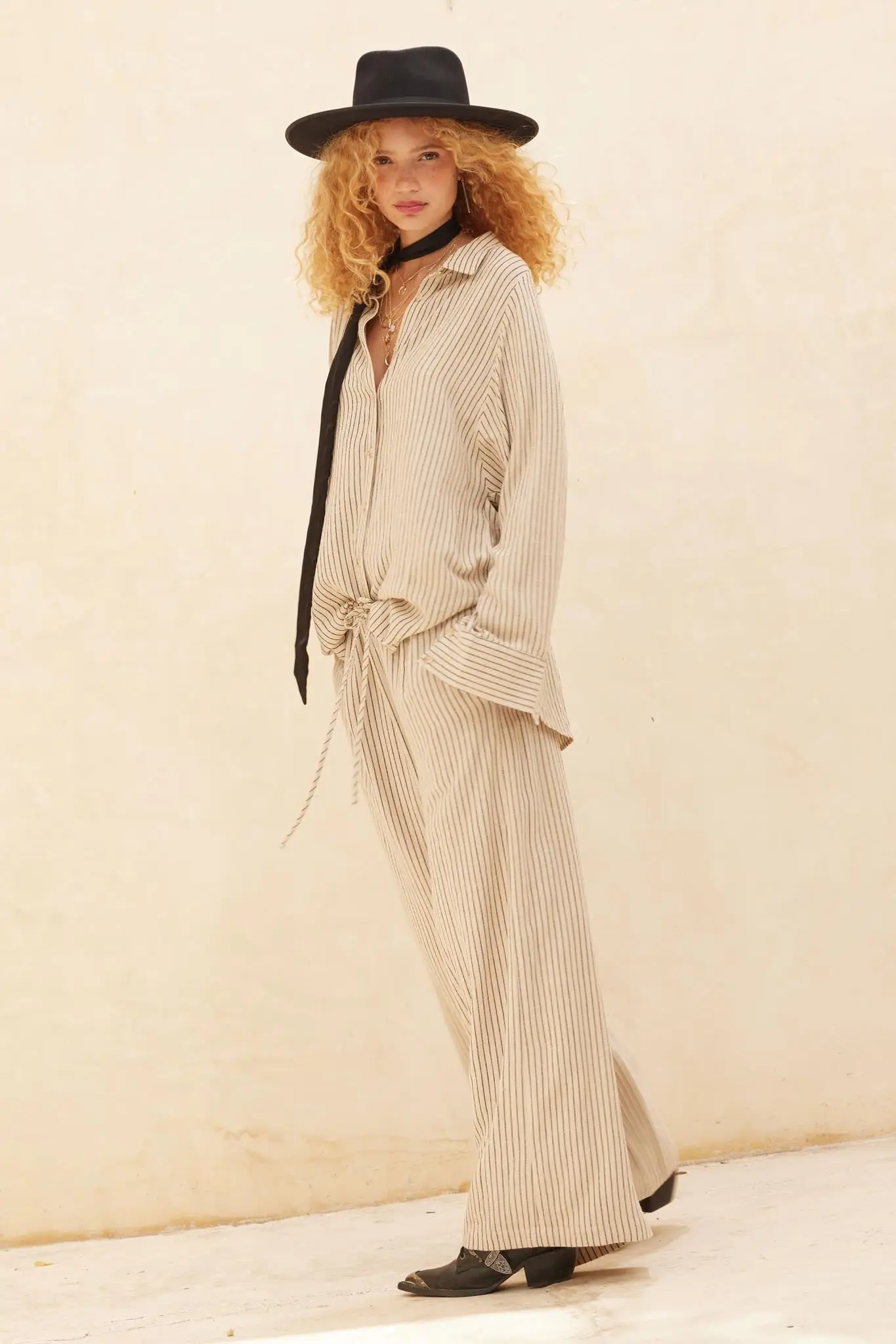 All Lined Up Pinstripe Wide-Leg Drawstring Pants - Image 7