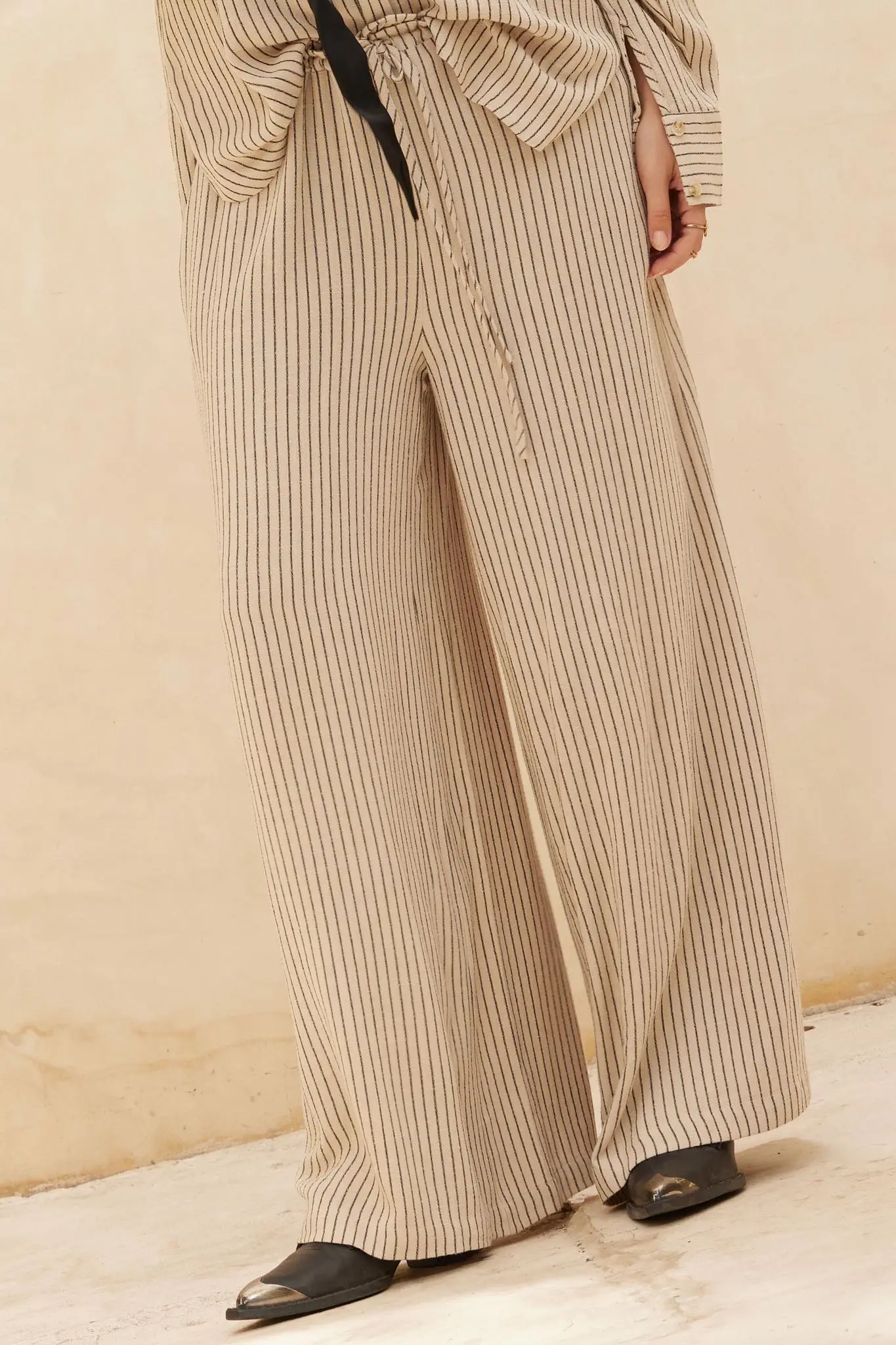 All Lined Up Pinstripe Wide-Leg Drawstring Pants - Image 8