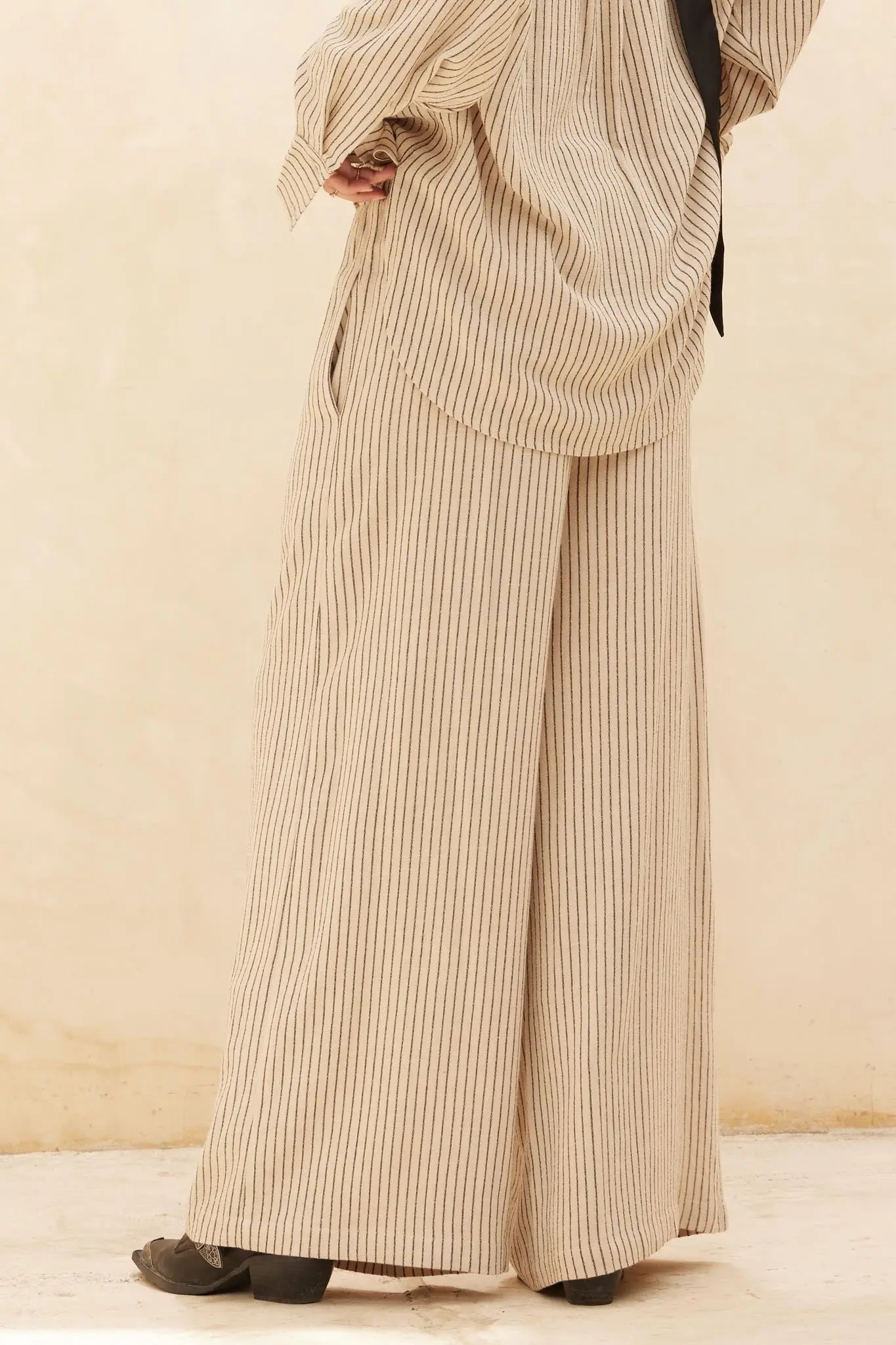 All Lined Up Pinstripe Wide-Leg Drawstring Pants - Image 9