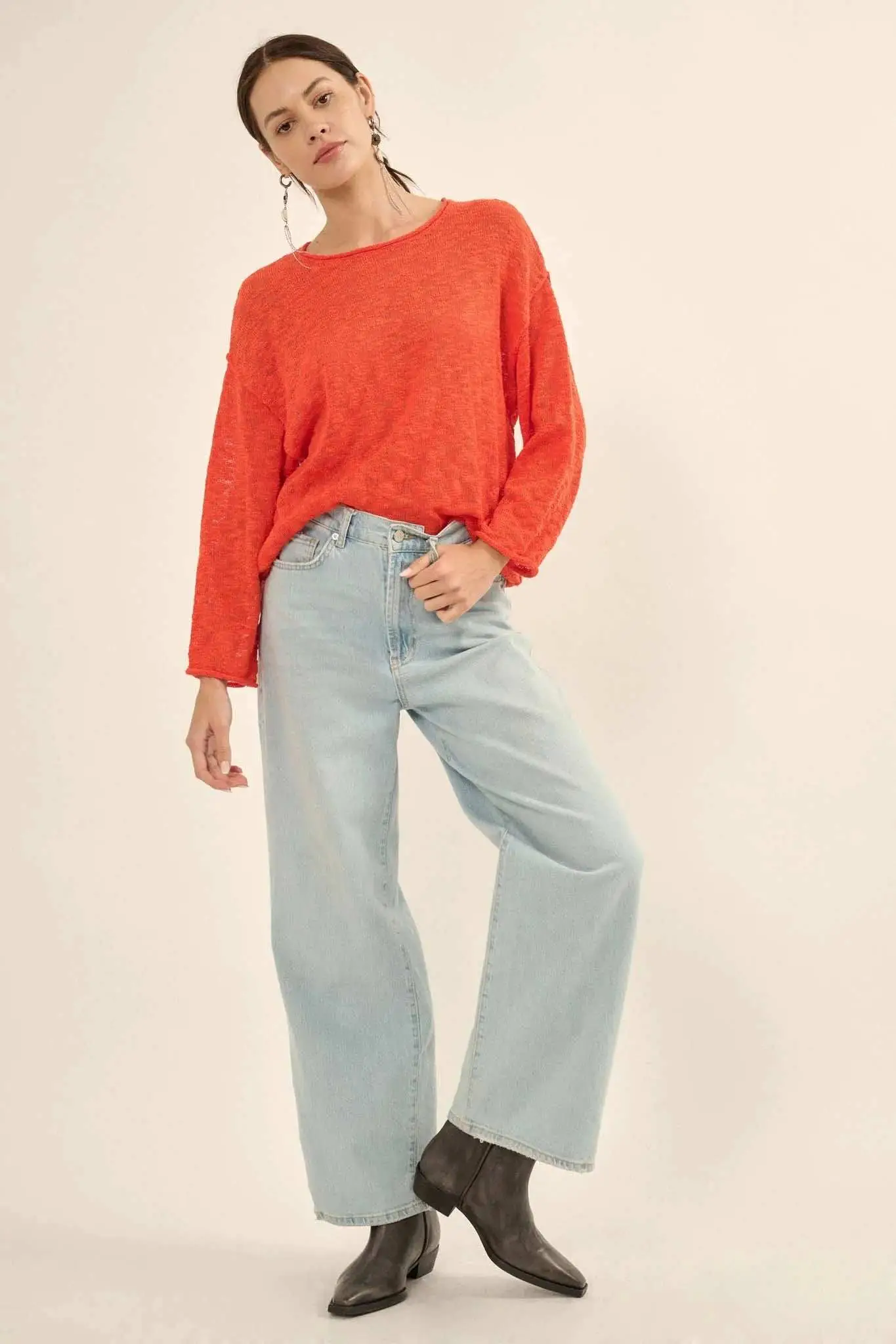 All the Feels Burnout Knit Roll-Neck Sweater - Image 9