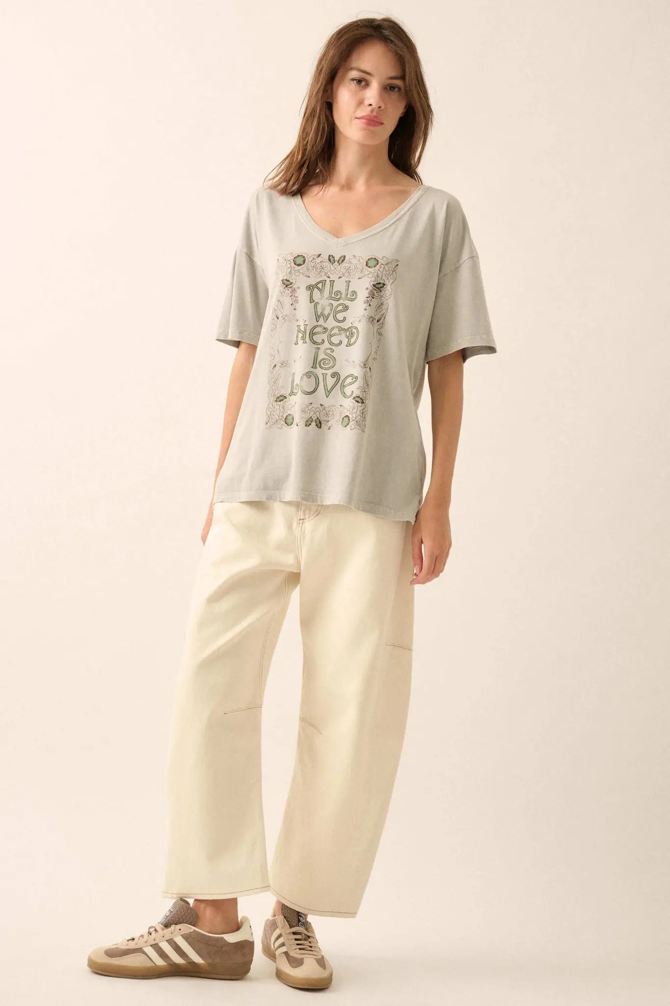 All We Need Is Love V-Neck Graphic Tee - Image 4