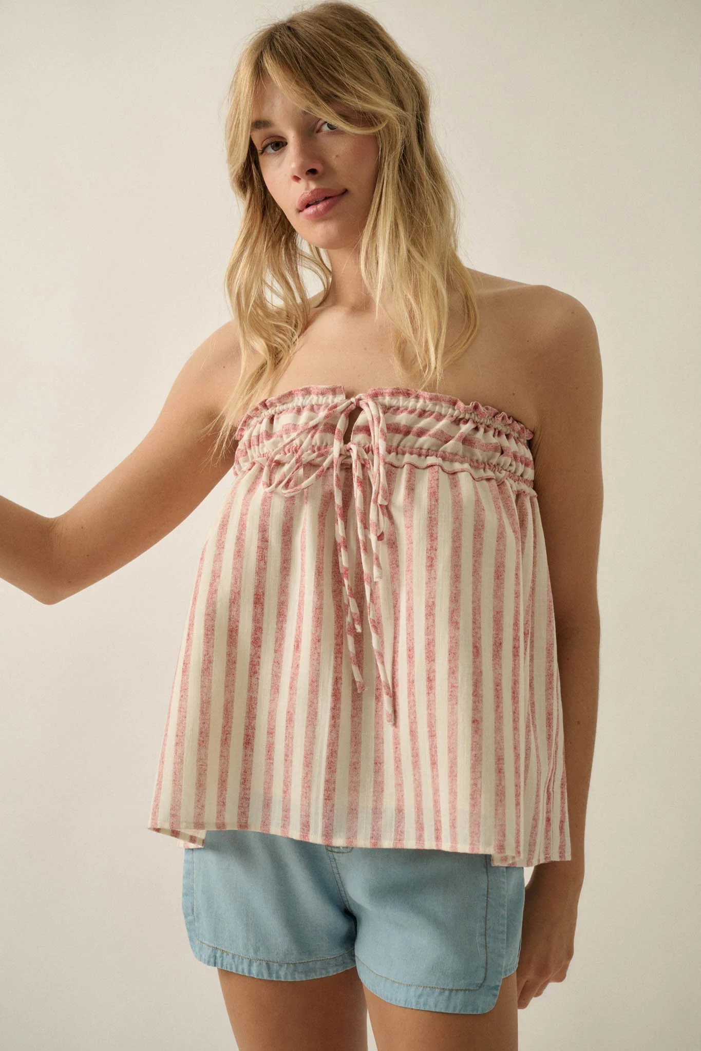All Weekend Long Striped Strapless Swing Top - Image 5
