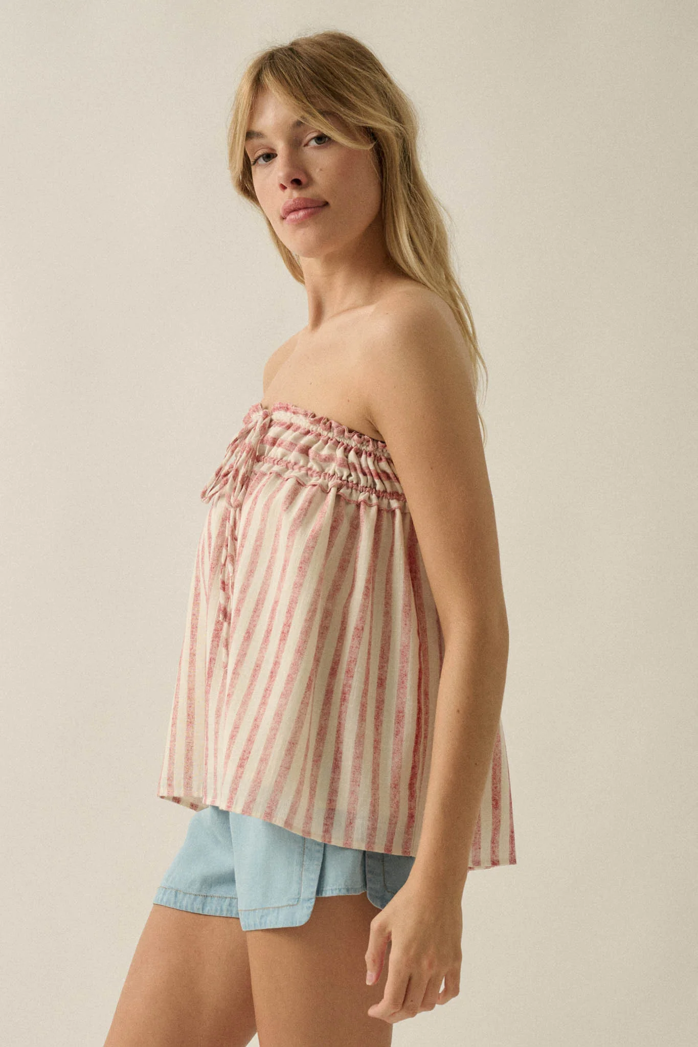 All Weekend Long Striped Strapless Swing Top - Image 6