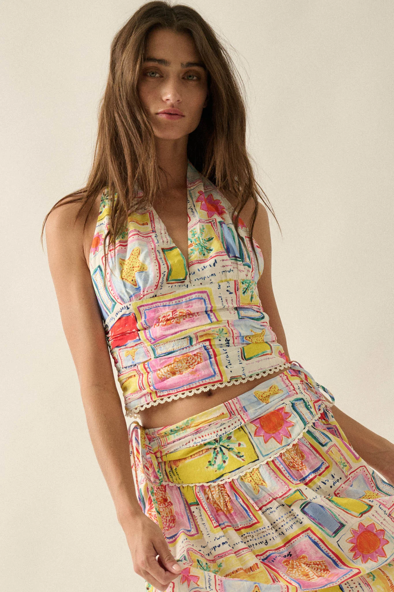Almost Paradise Tropical-Print Cropped Halter Top - Image 4