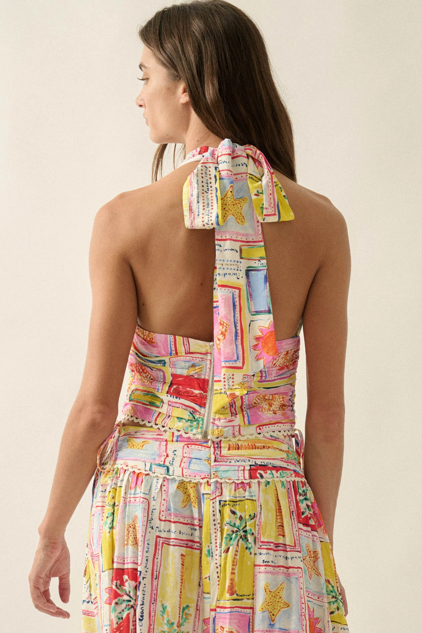 Almost Paradise Tropical-Print Cropped Halter Top - Image 9