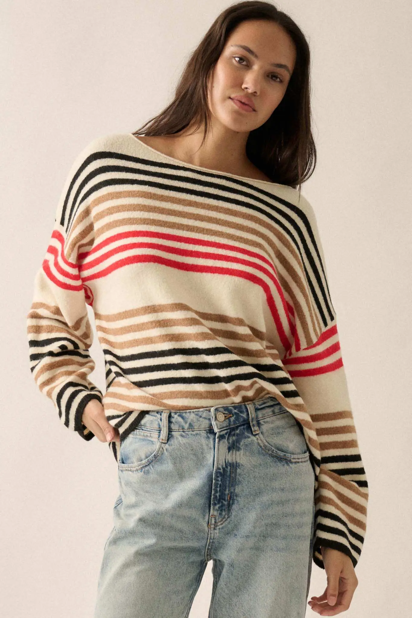 Along These Lines Multicolor Striped Knit Sweater - Image 4
