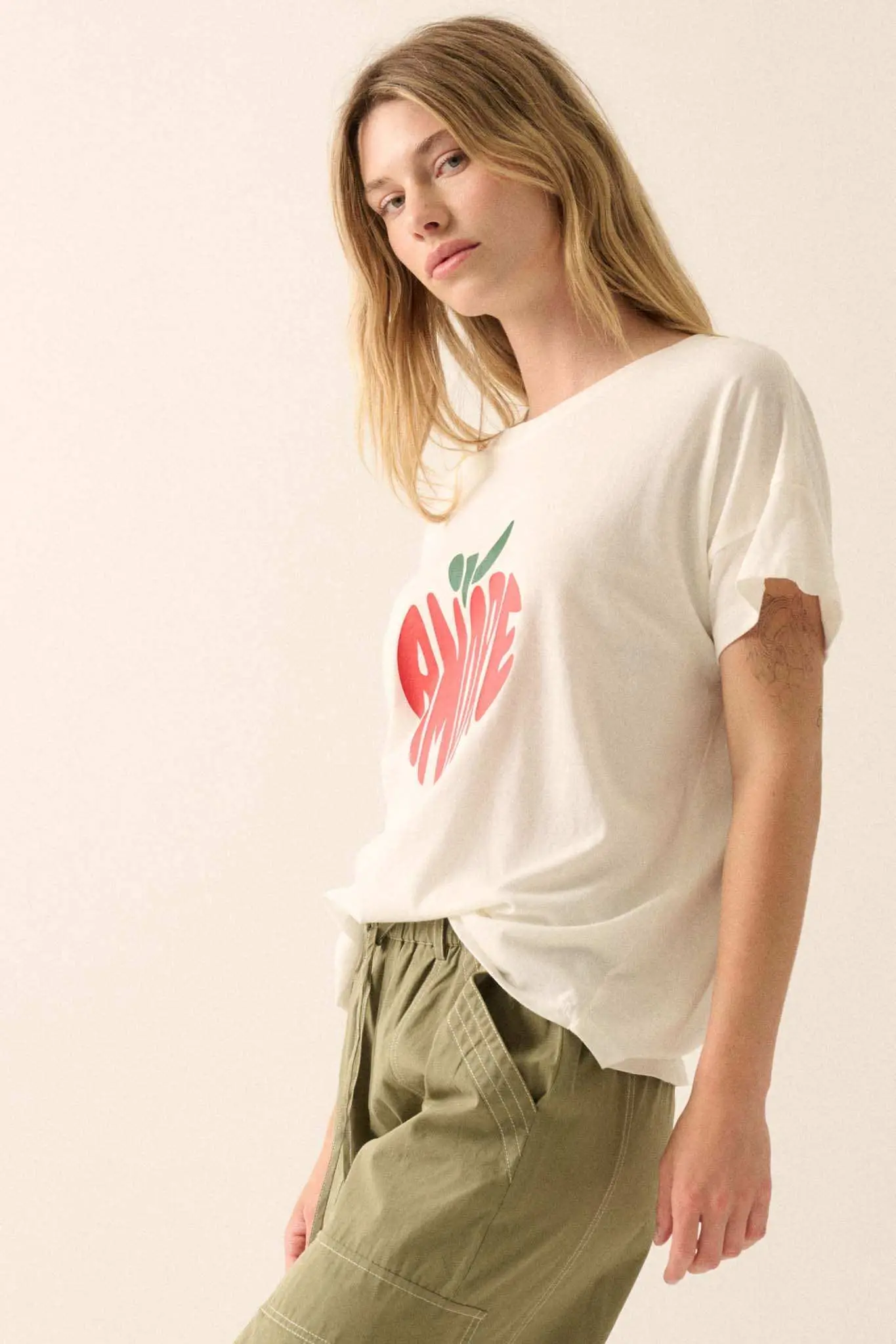 Amore Garment-Wash Fruit Graphic Tee - Image 8