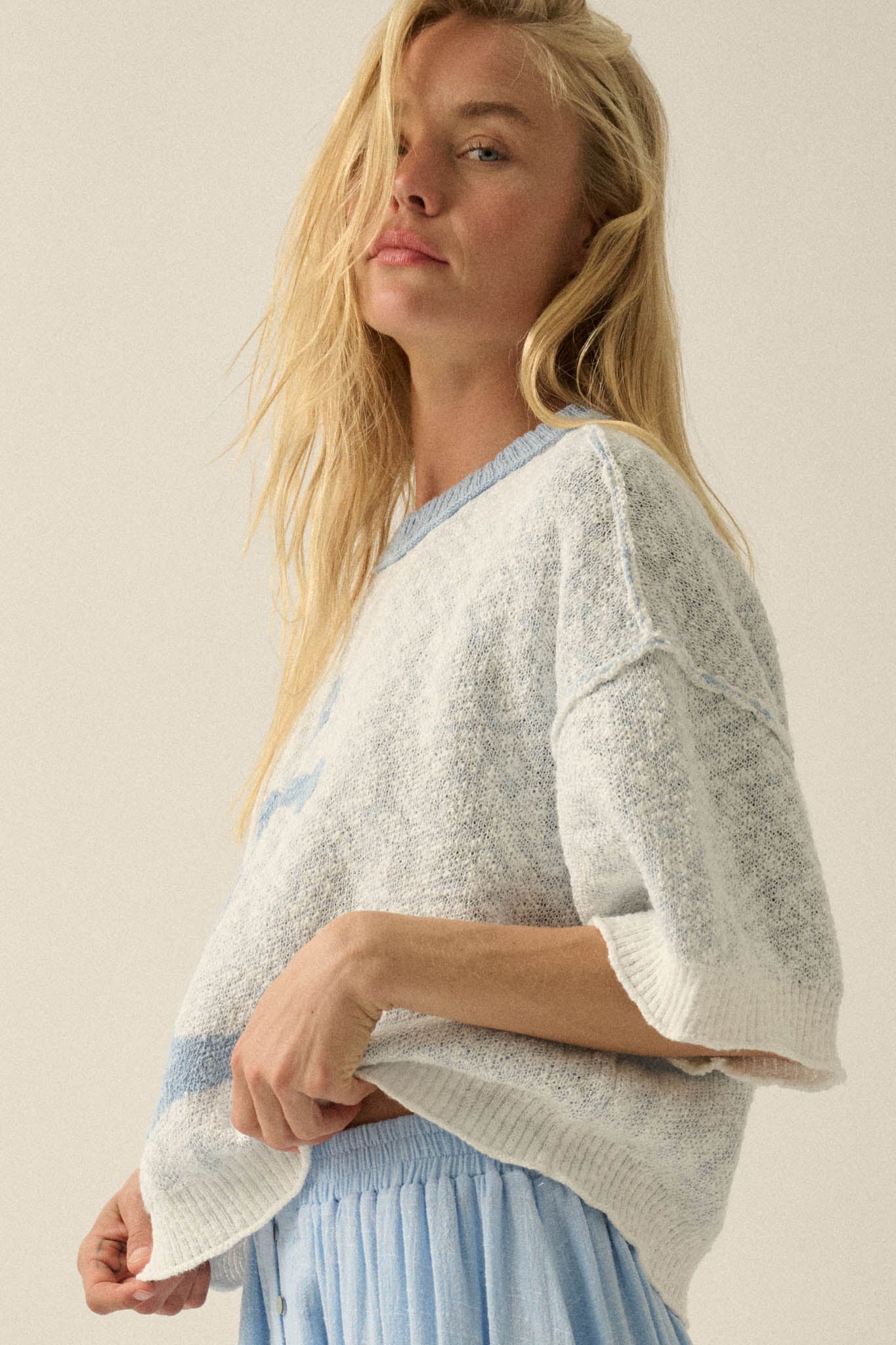 Anchors Up Jacquard-Knit Short-Sleeve Sweater - Image 5