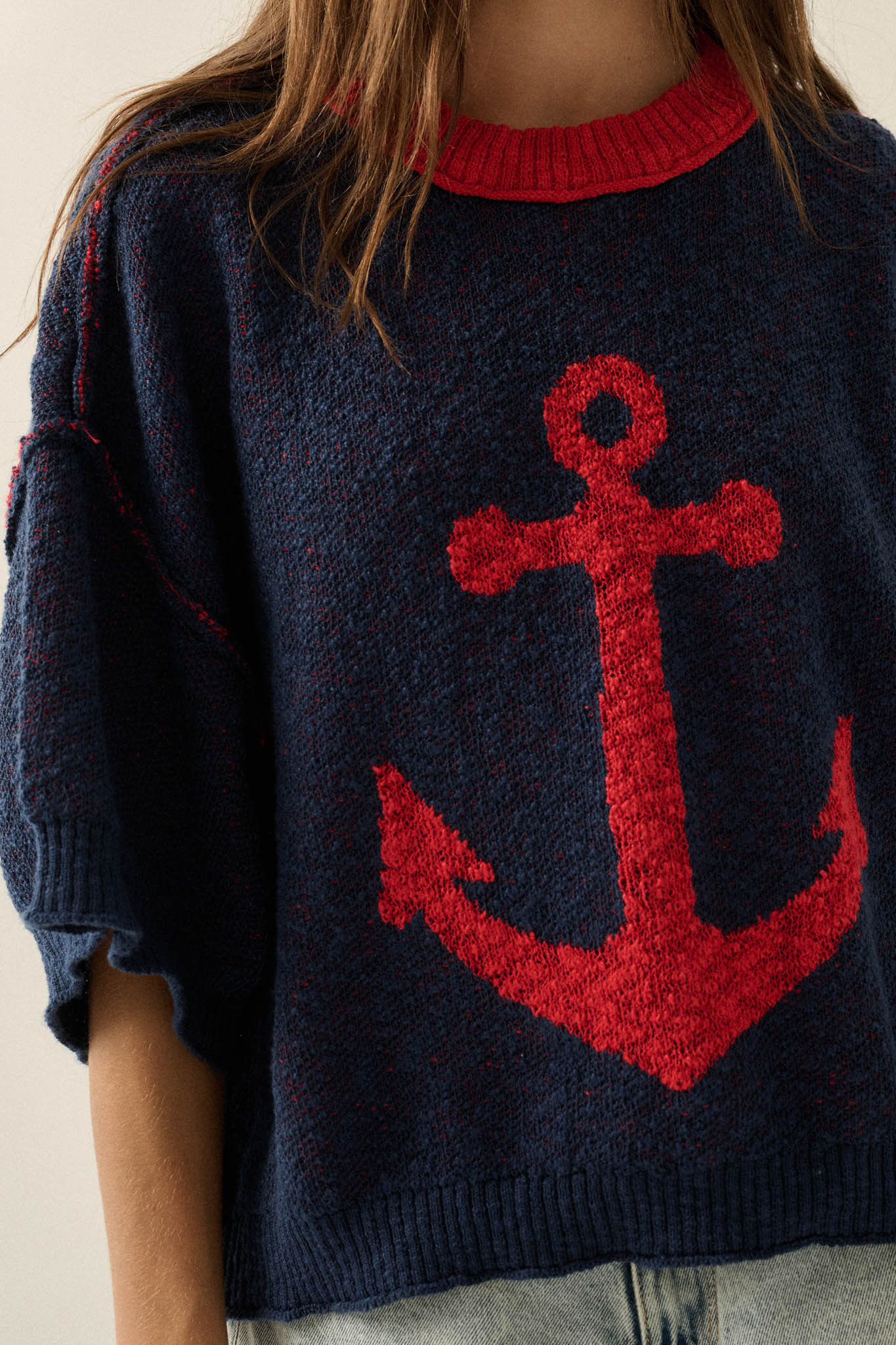 Anchors Up Jacquard-Knit Short-Sleeve Sweater - Image 8
