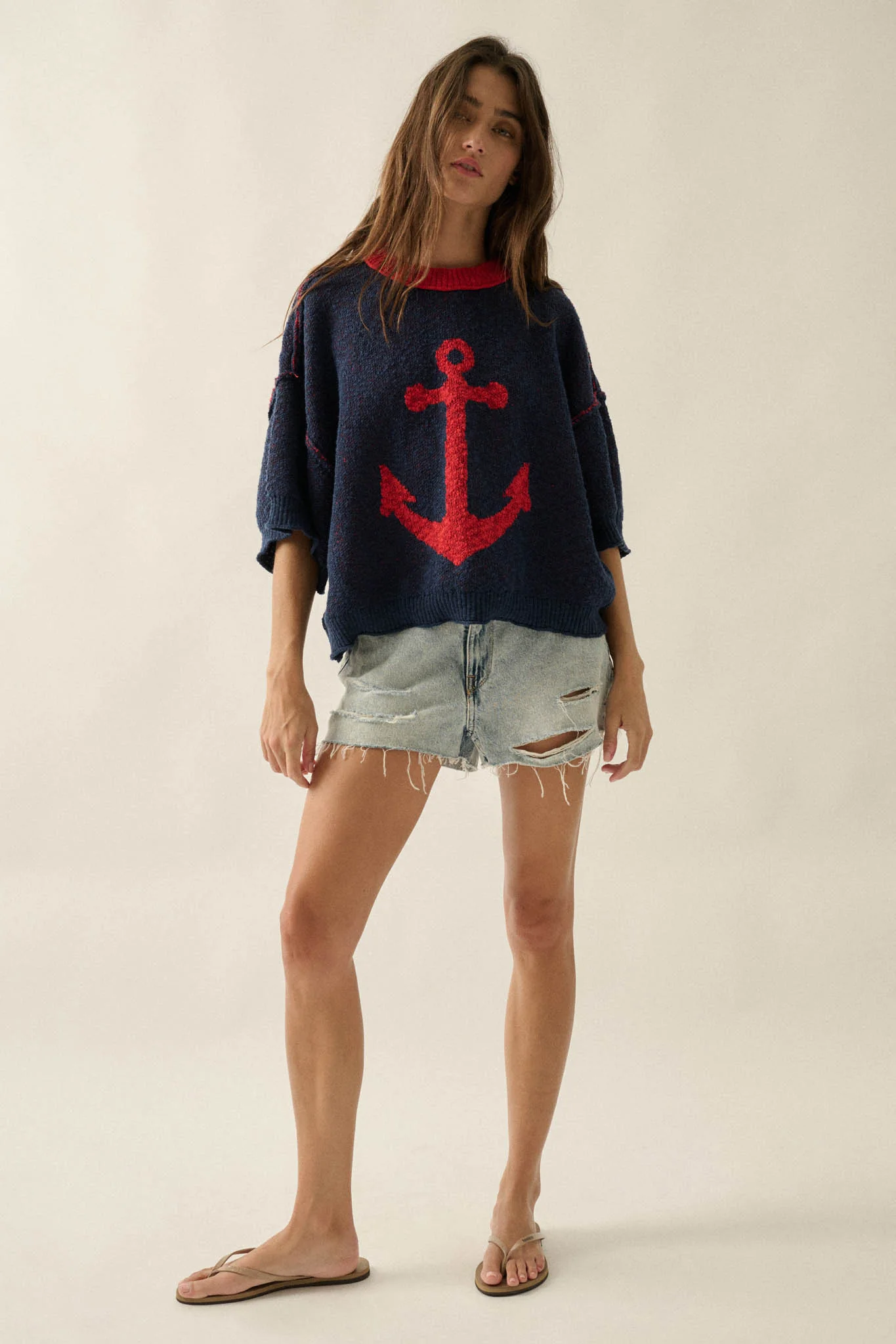 Anchors Up Jacquard-Knit Short-Sleeve Sweater - Image 9