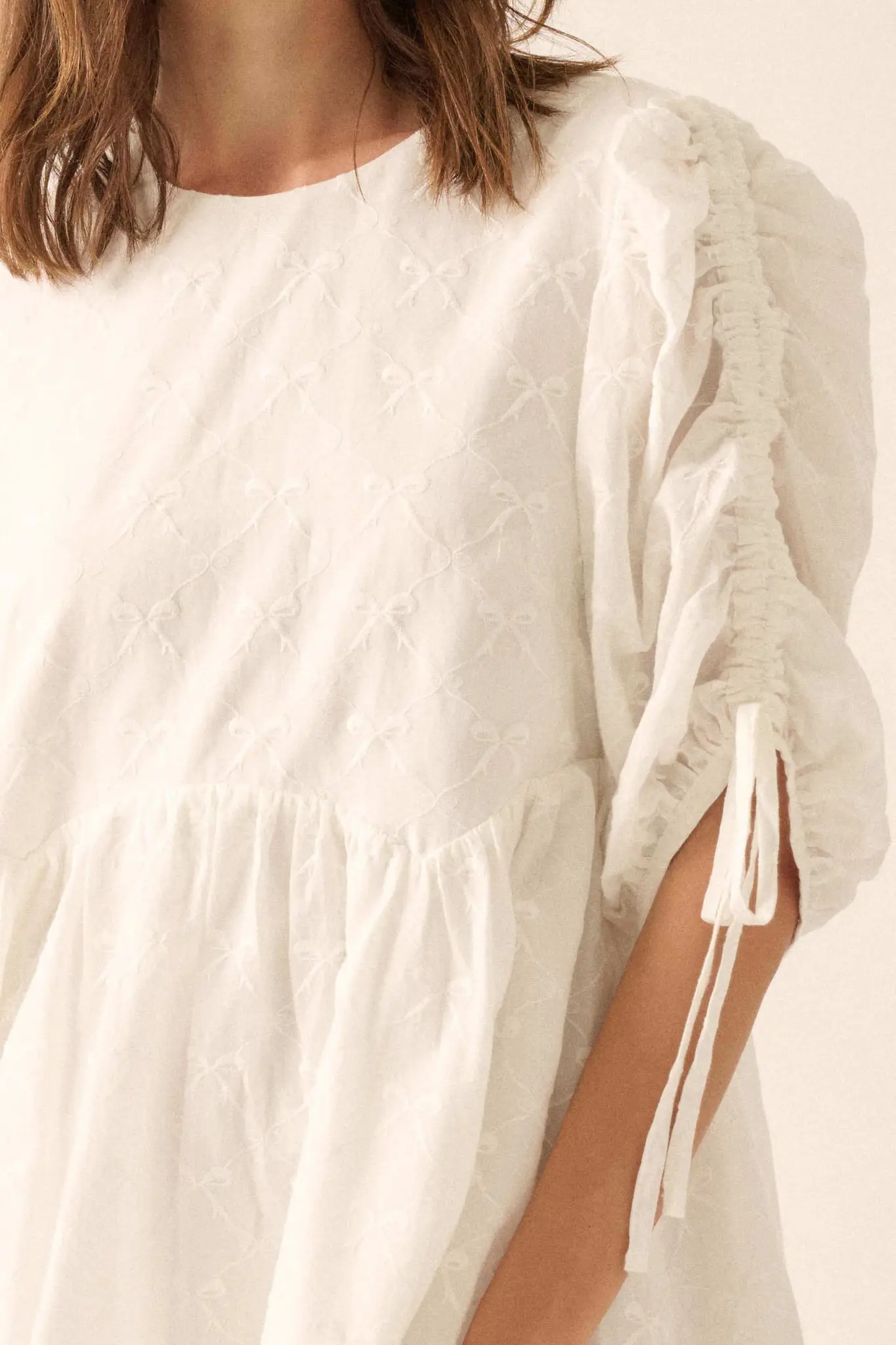 Angel Baby Bow-Embroidered Babydoll Mini Dress - Image 2
