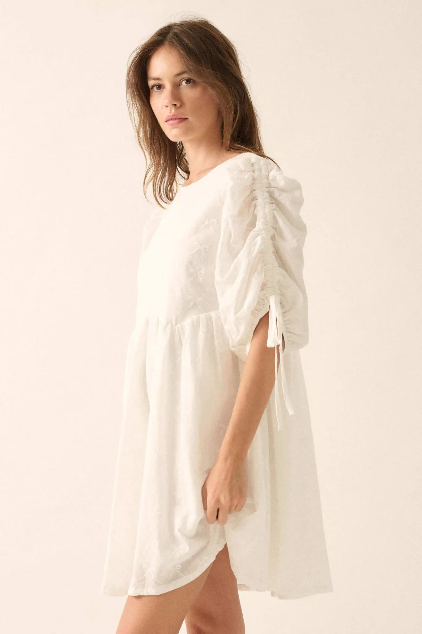 Angel Baby Bow-Embroidered Babydoll Mini Dress - Image 5