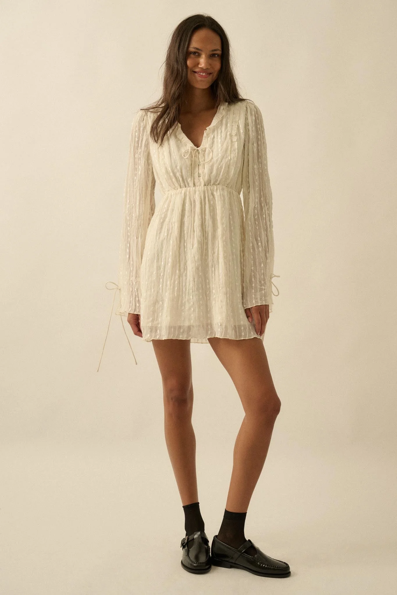 Angelic Beauty Embroidered Chiffon Mini Dress - Image 3